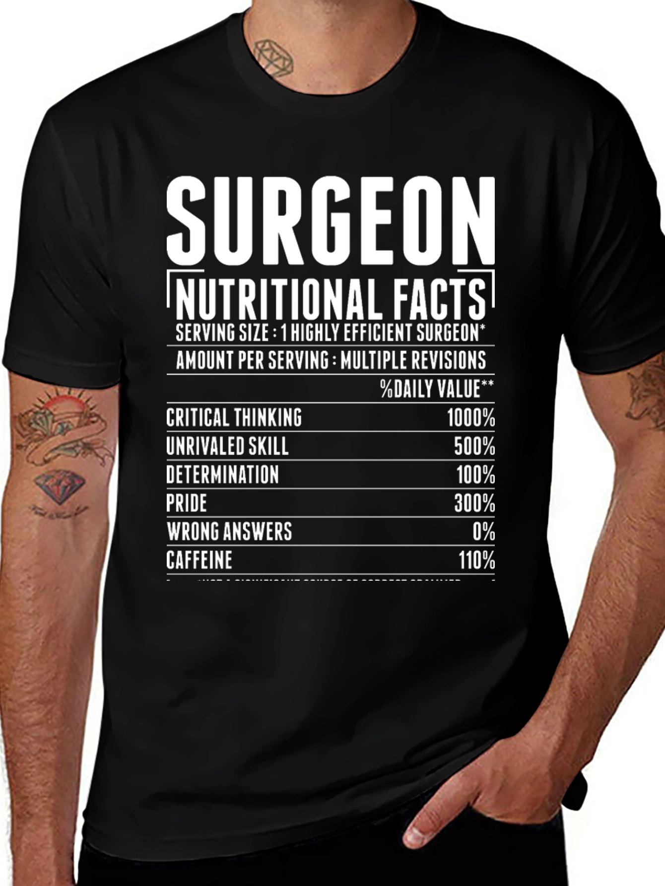 Variant 25 of Surgeon Nutritional Facts Graphic Tee