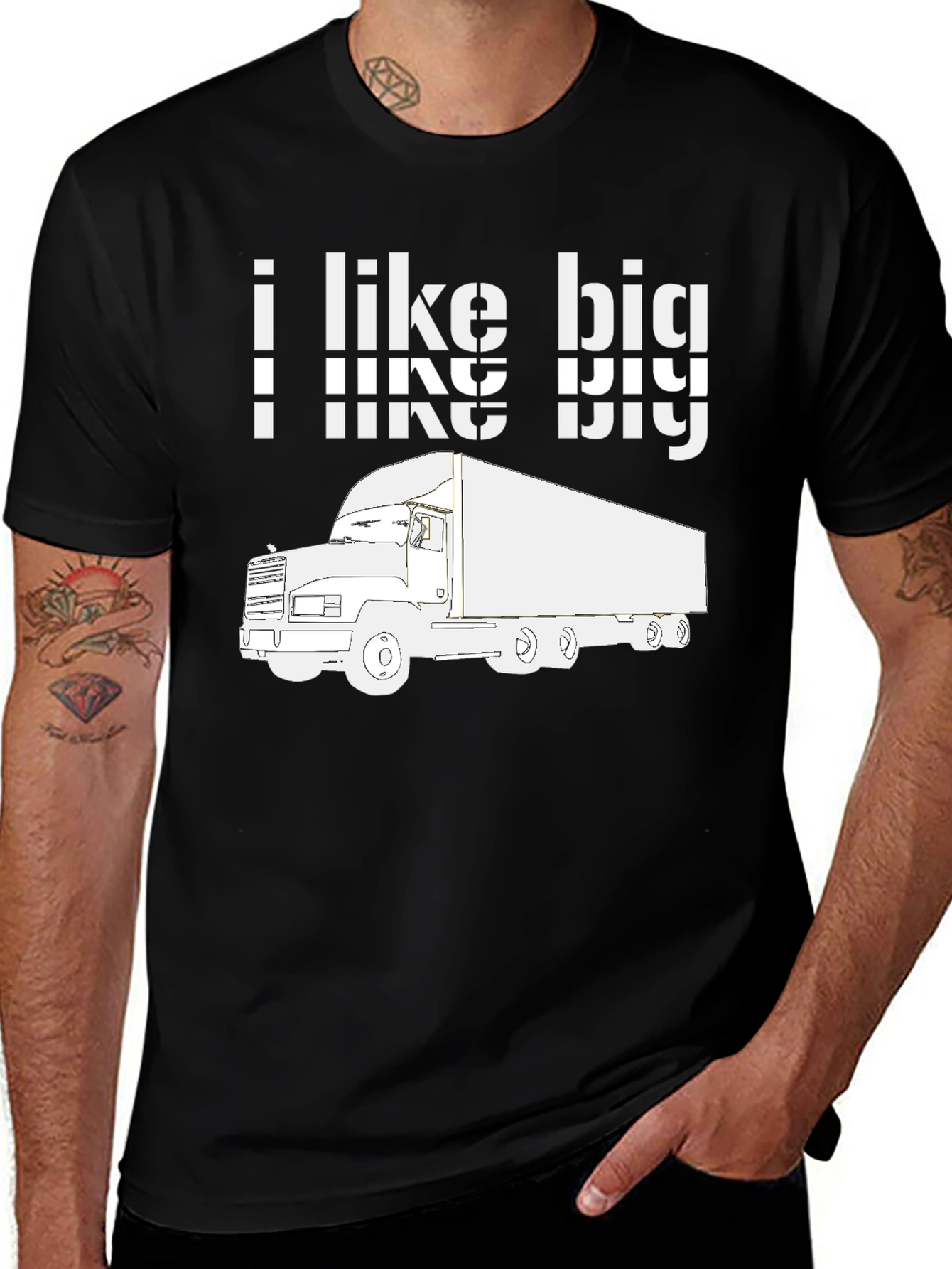 Variant 7 of I Like Big Trucks Graphic Tee - Black