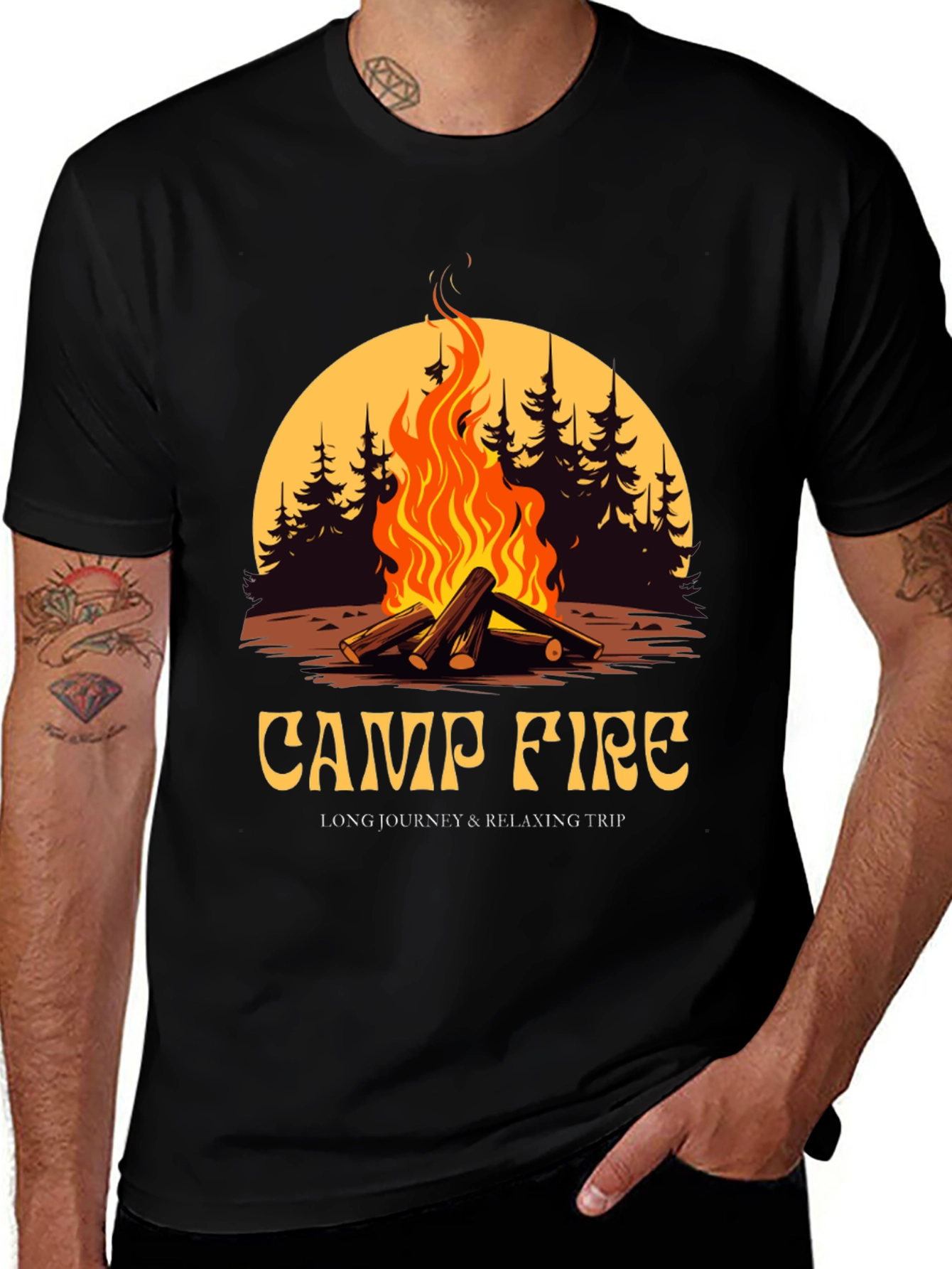 Variant 30 of Campfire Graphic Tee - Long Journey & Relaxing Trip