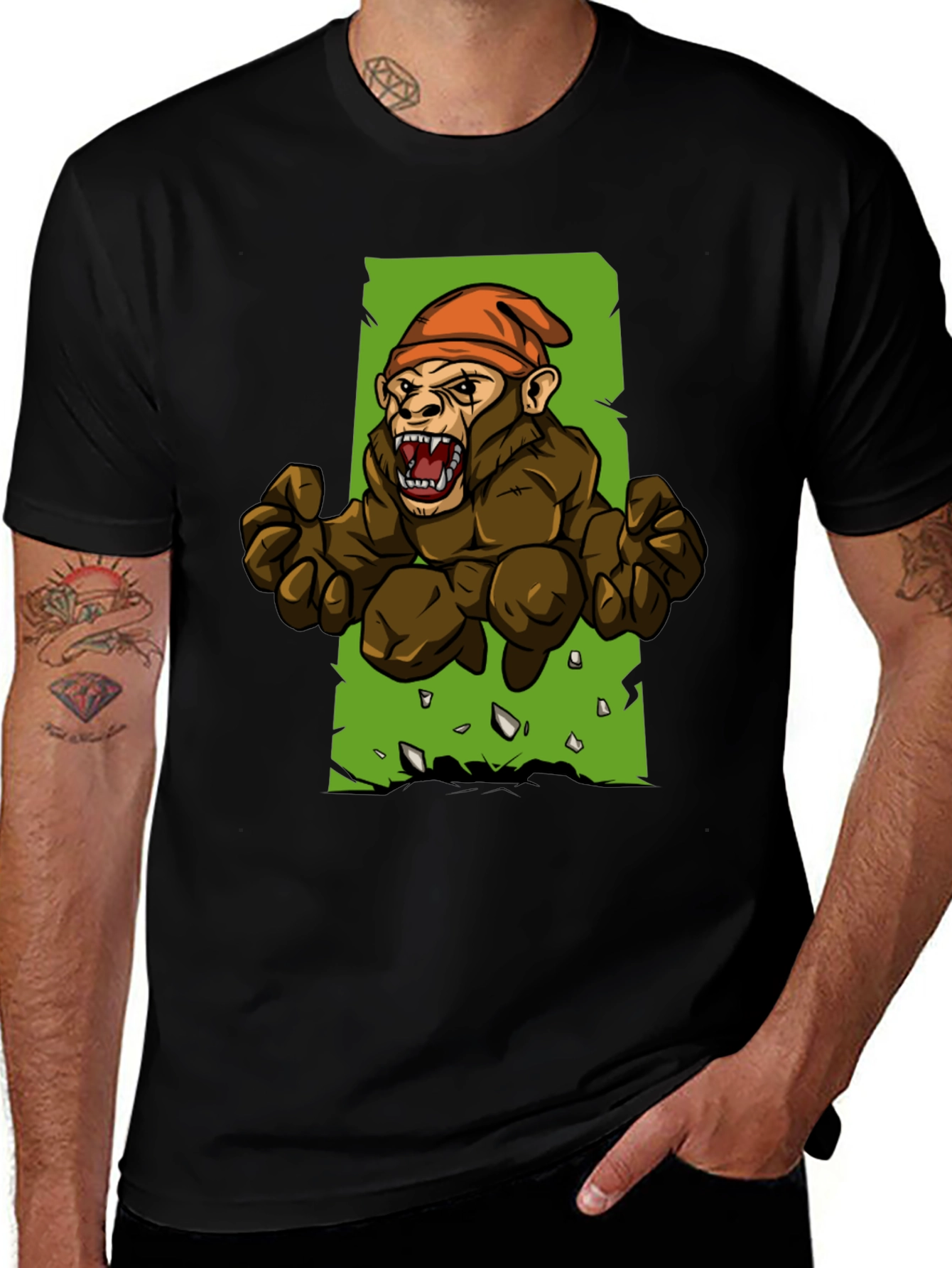 Variant 9 of Angry Ape Graphic Tee - Black