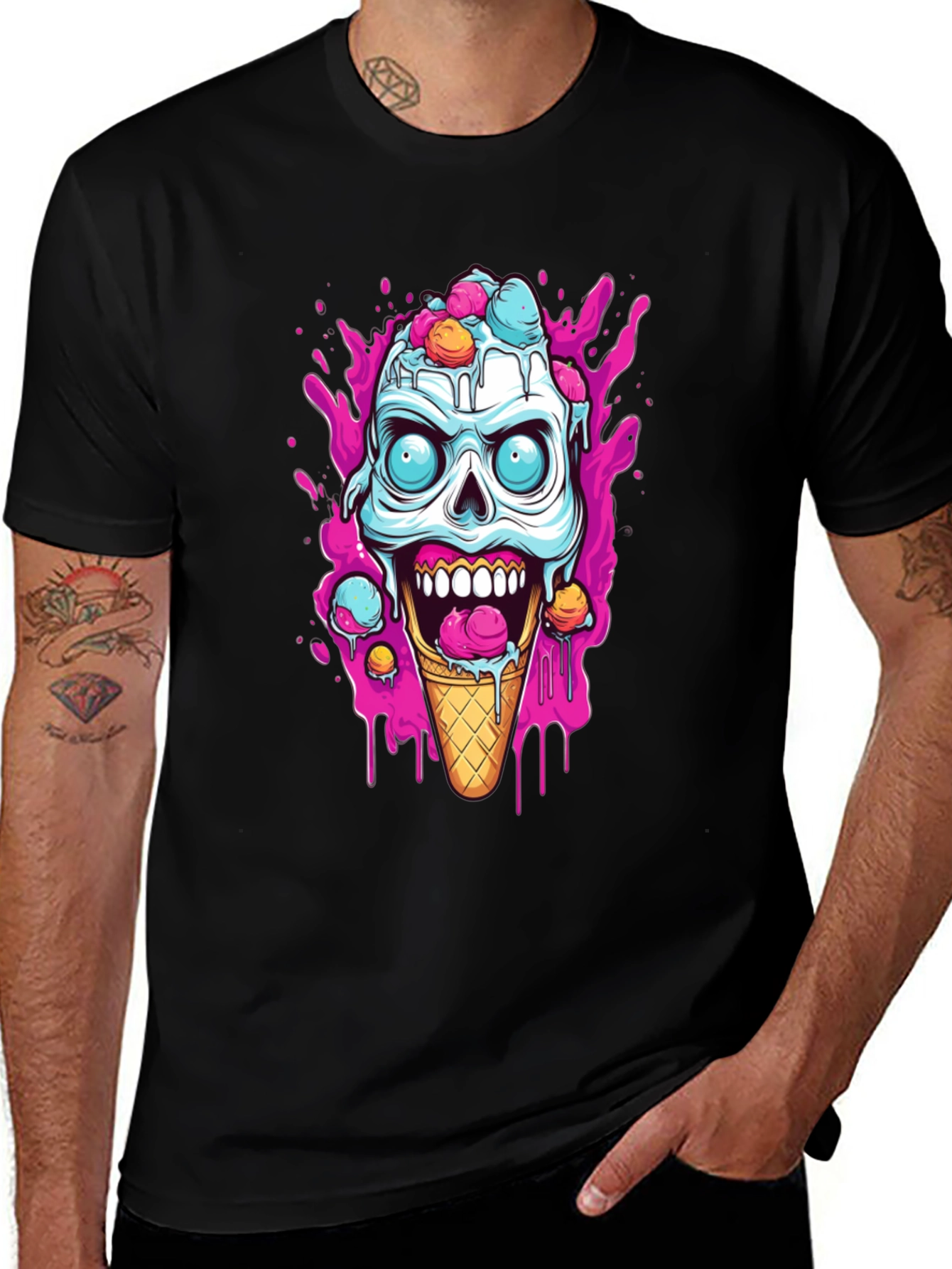 Variant 18 of Skull Ice Cream Graphic Tee - Unique Design!
