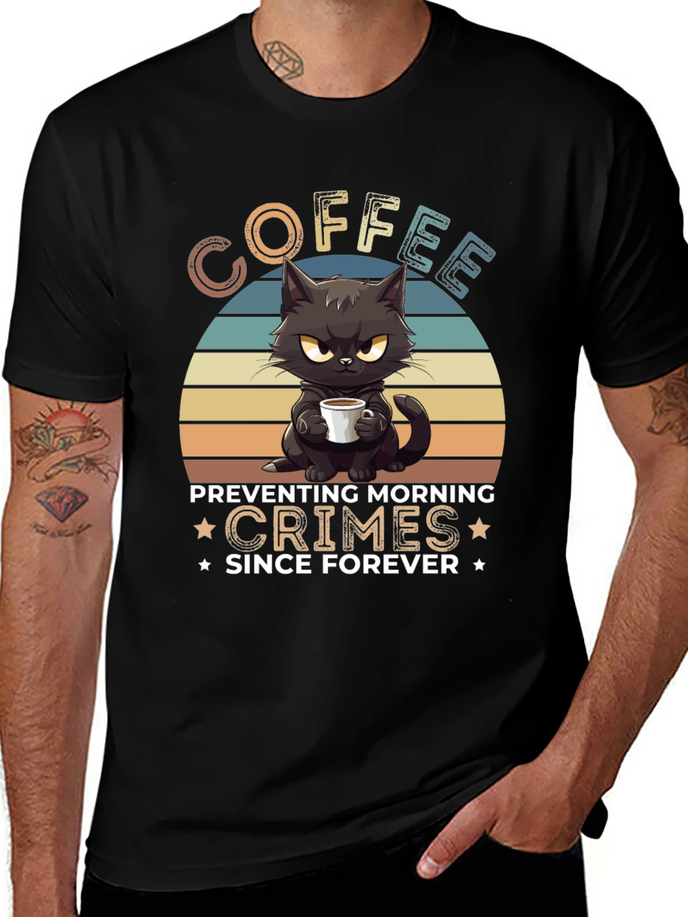 Variant 28 of Coffee Preventing Morning Crimes Cat Graphic T-Shirt