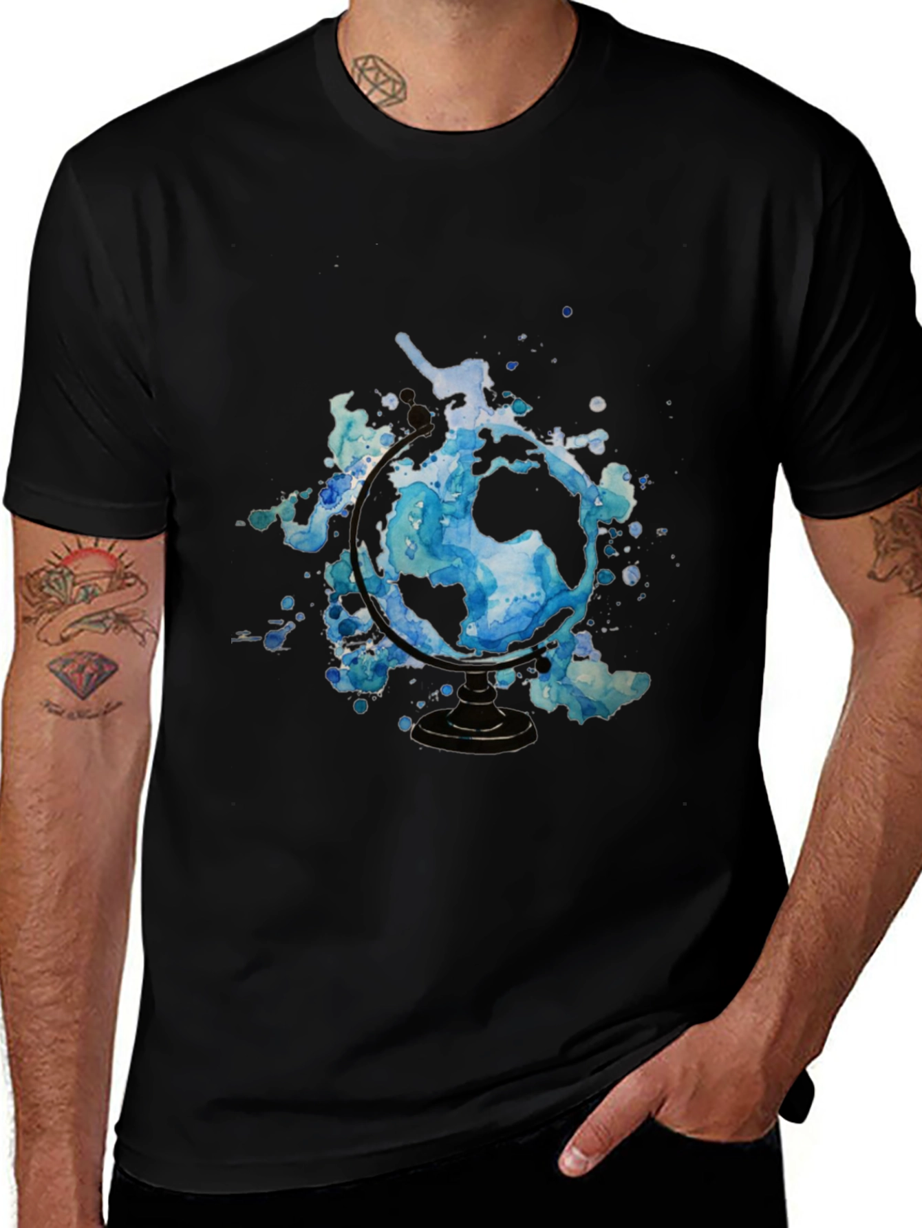 Variant 23 of Watercolor World Globe Graphic T-Shirt - Unisex