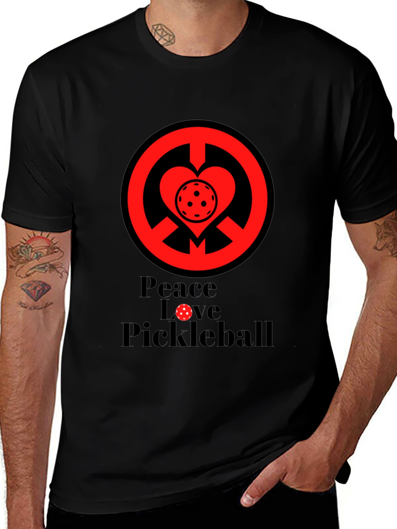 Variant 8 of Peace Love Pickleball Graphic T-Shirt