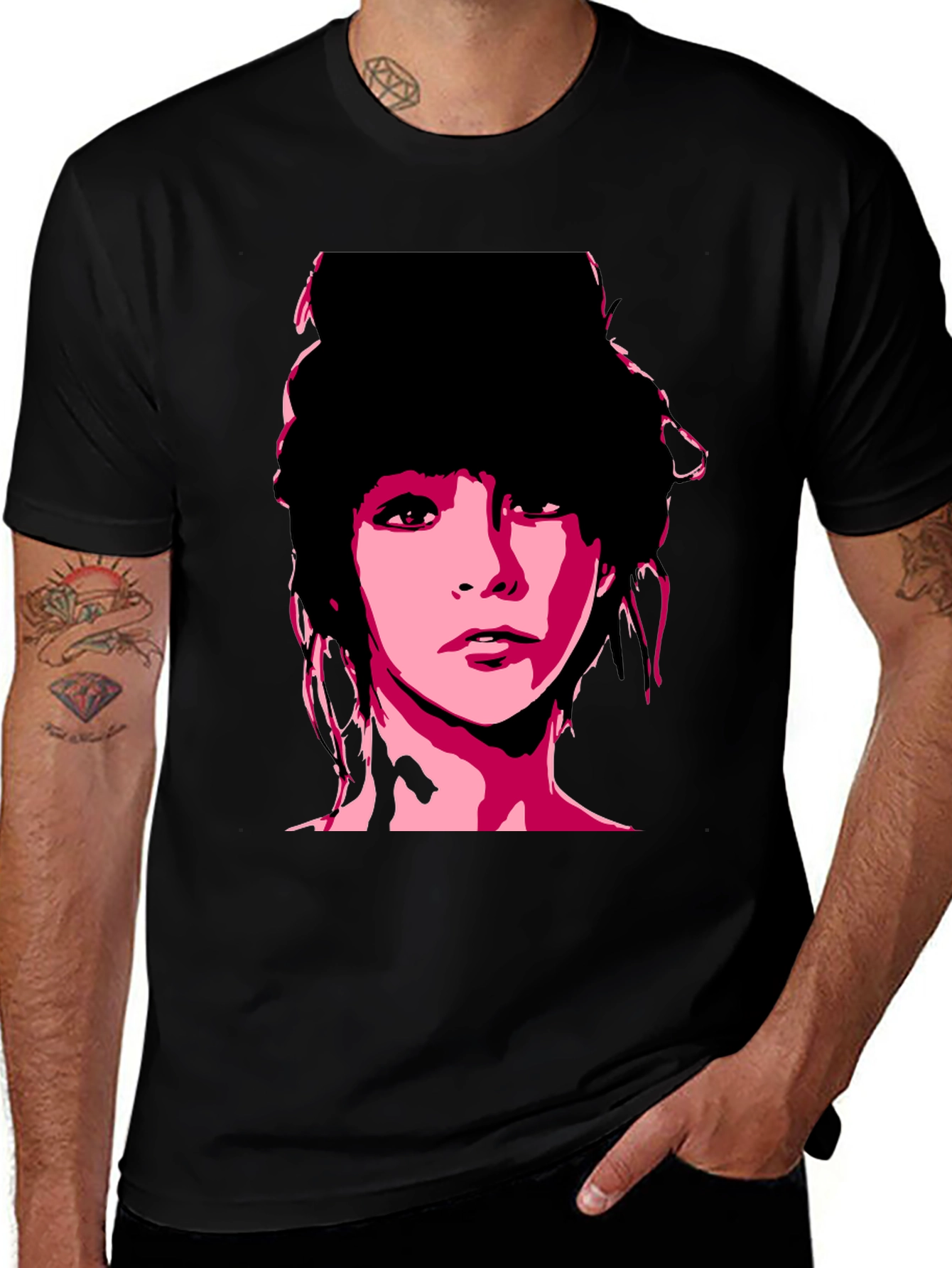 Variant 8 of Retro Portrait Graphic Black T-Shirt