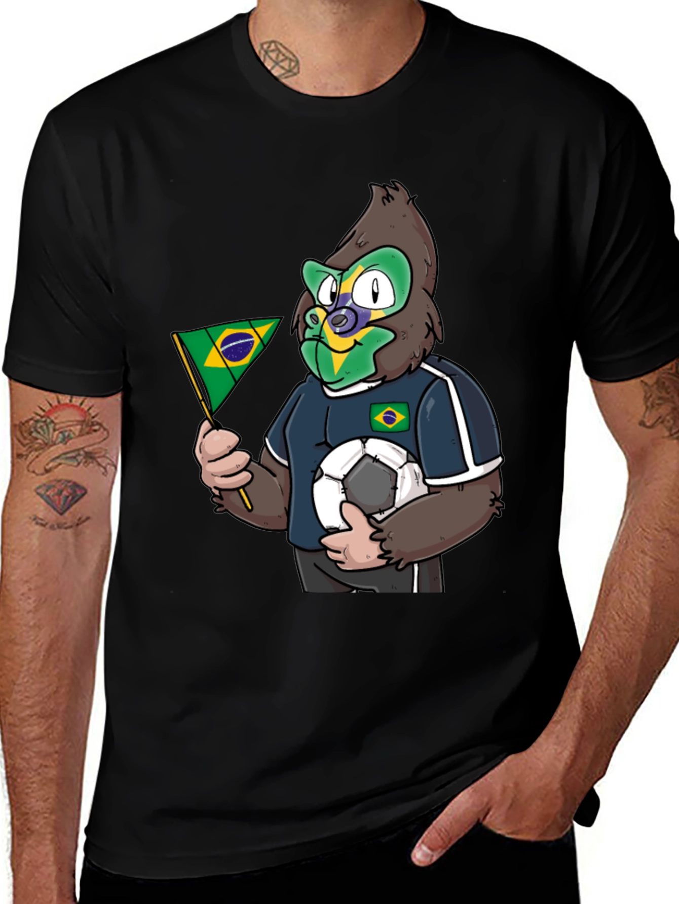 Variant 17 of Brazil Soccer Fan Gorilla T-Shirt