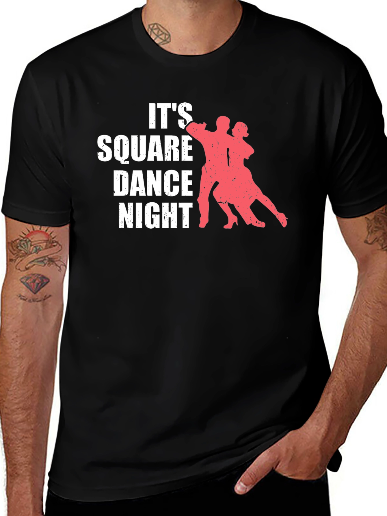 Variant 26 of Square Dance Night Graphic Tee - Black Cotton T-Shirt