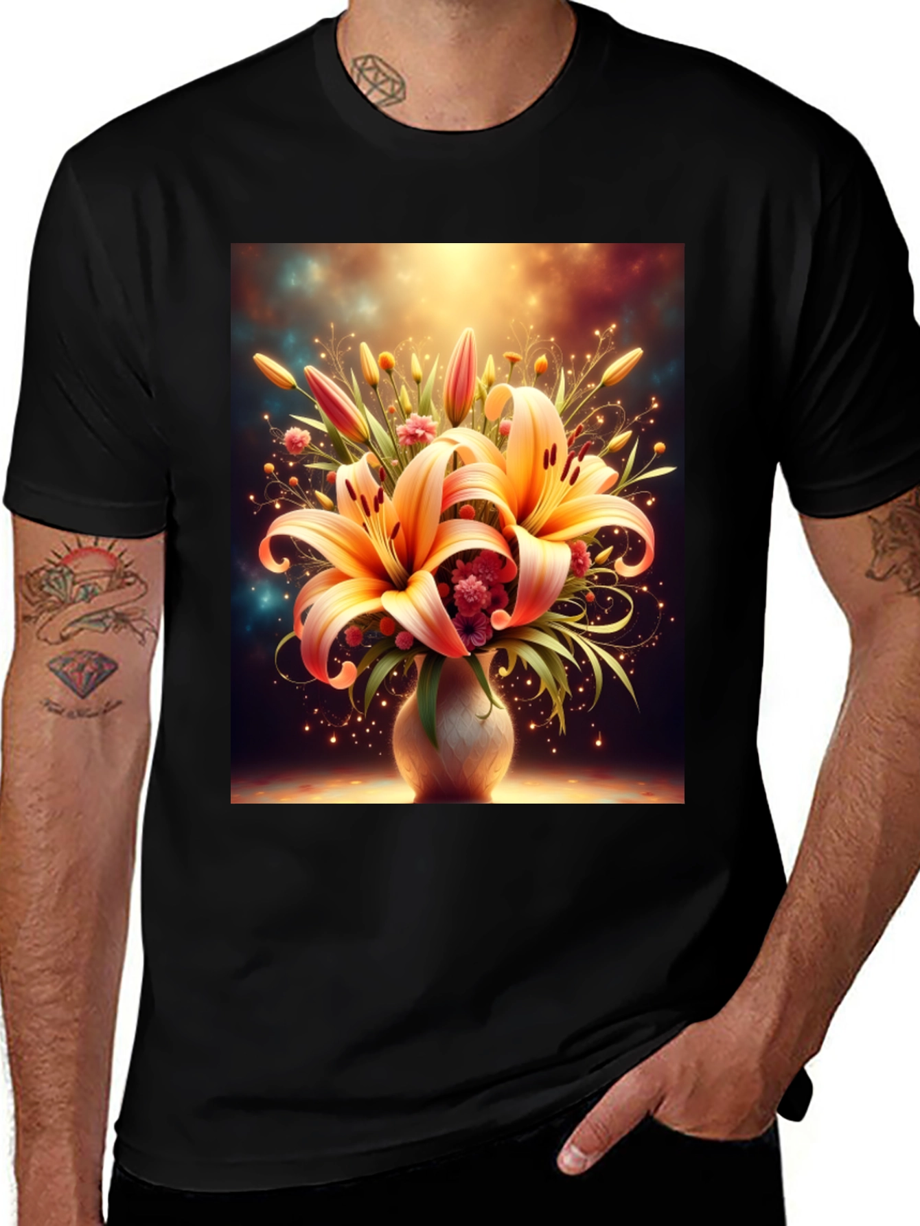 Variant 22 of Floral Lily Graphic Tee - Elegant Design