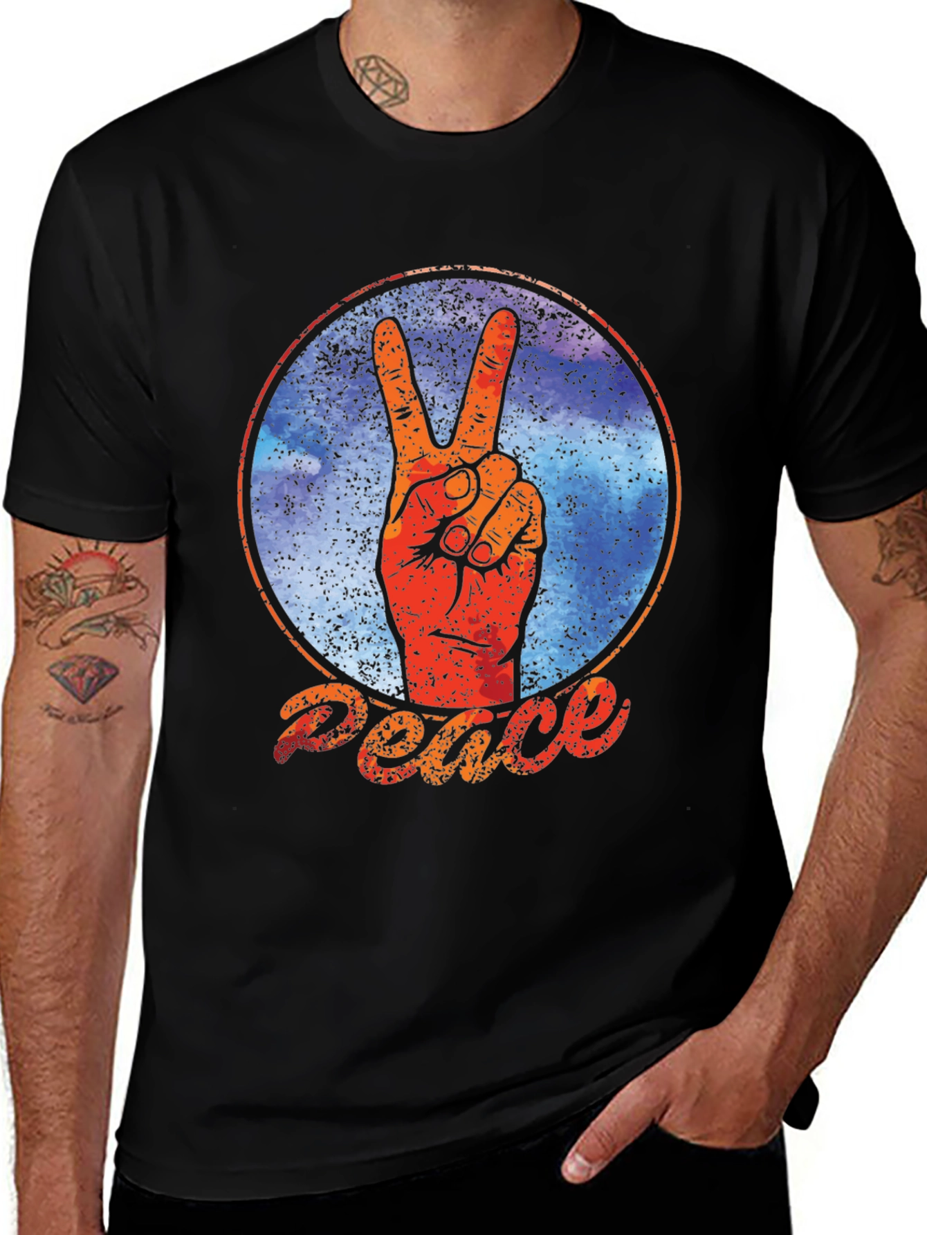 Variant 27 of Retro Peace Sign T-Shirt - Vintage Style Tee
