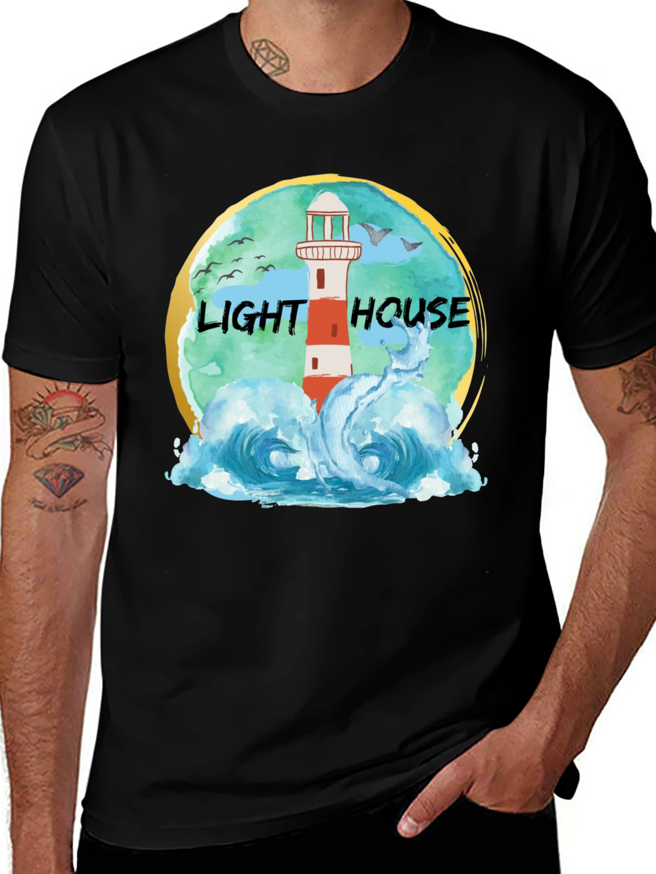Variant 4 of Lighthouse Graphic T-Shirt - Nautical Theme