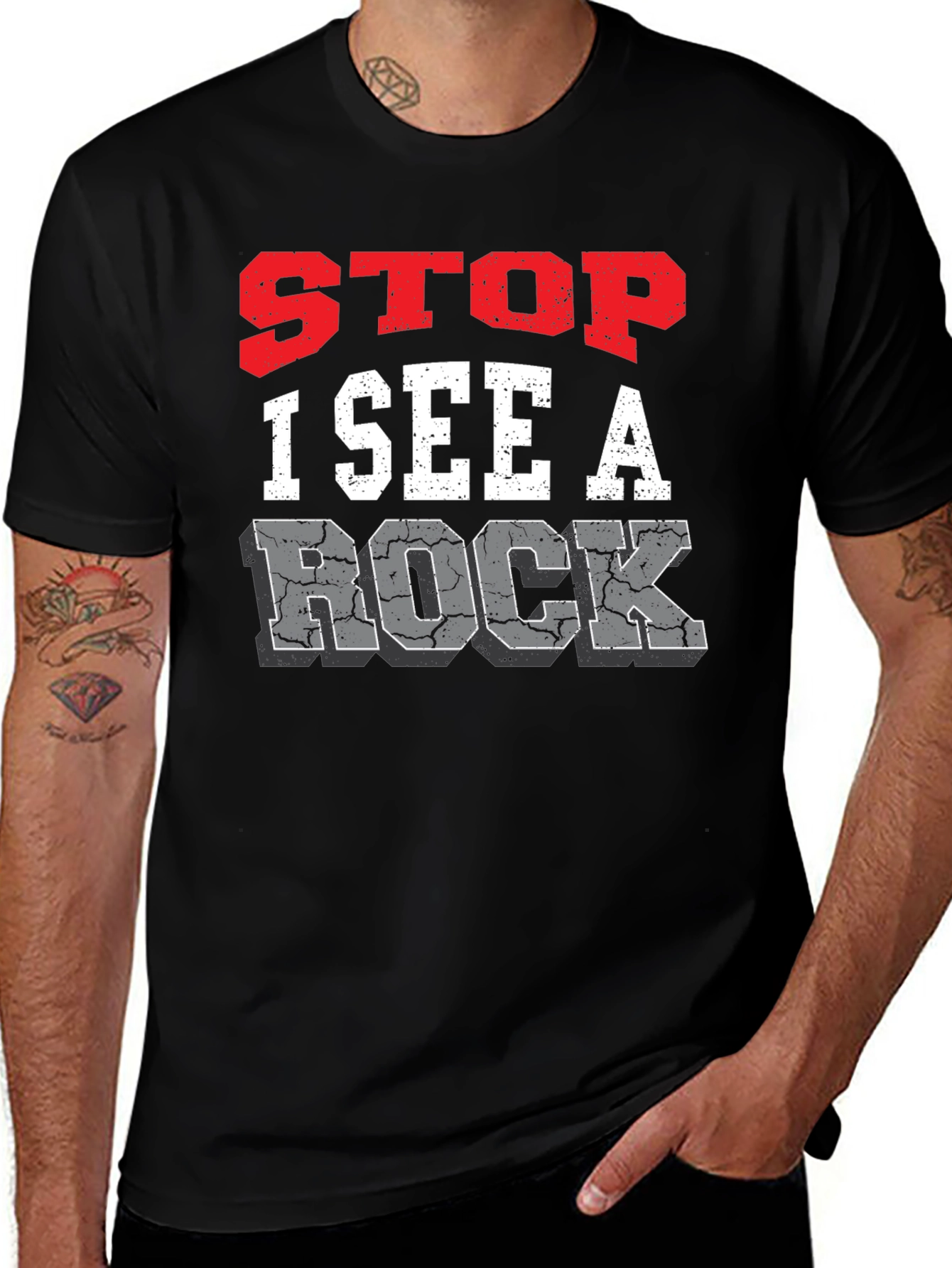 Black Stop I See A Rock Graphic Tee main image