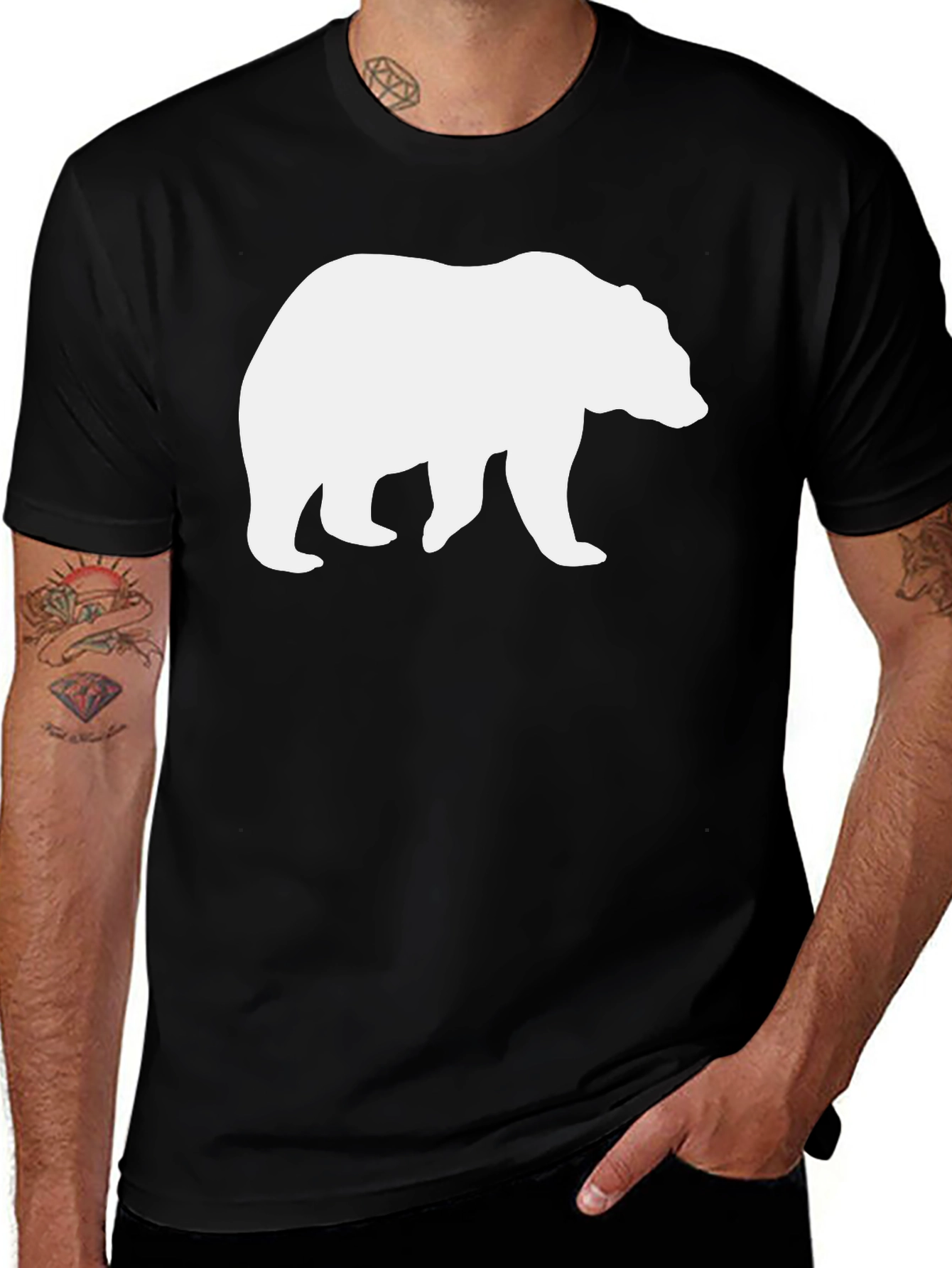 Variant 14 of Bear Graphic Tee - Soft Cotton Crew Neck