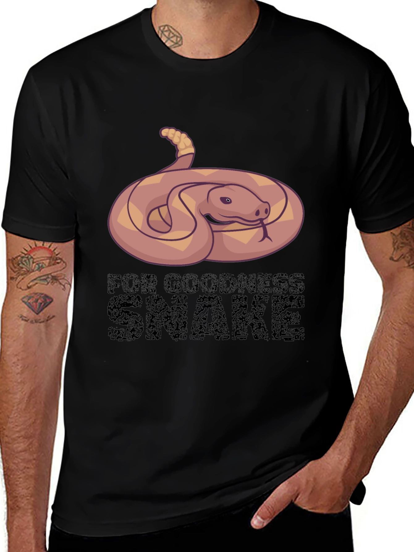 Variant 19 of Funny Snake Graphic Tee - For Goodness Snake T-Shirt
