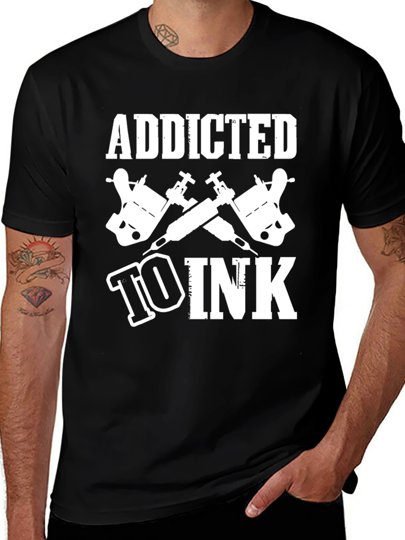 Black Addicted To Ink T-Shirt Tattoo Artist Gift main image