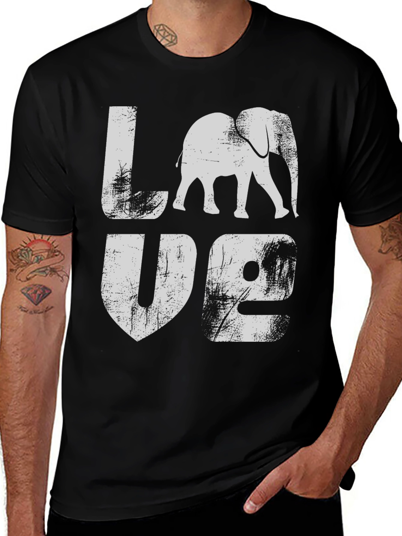 Variant 29 of Elephant LOVE Graphic Print Black T-Shirt
