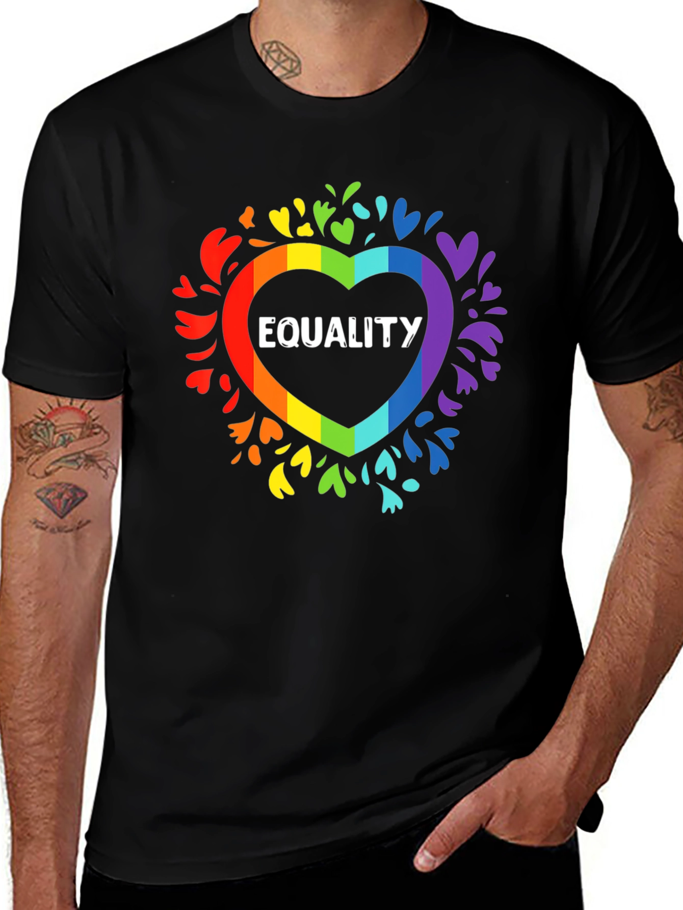Variant 18 of Equality Rainbow Heart T-Shirt LGBTQ+ Pride