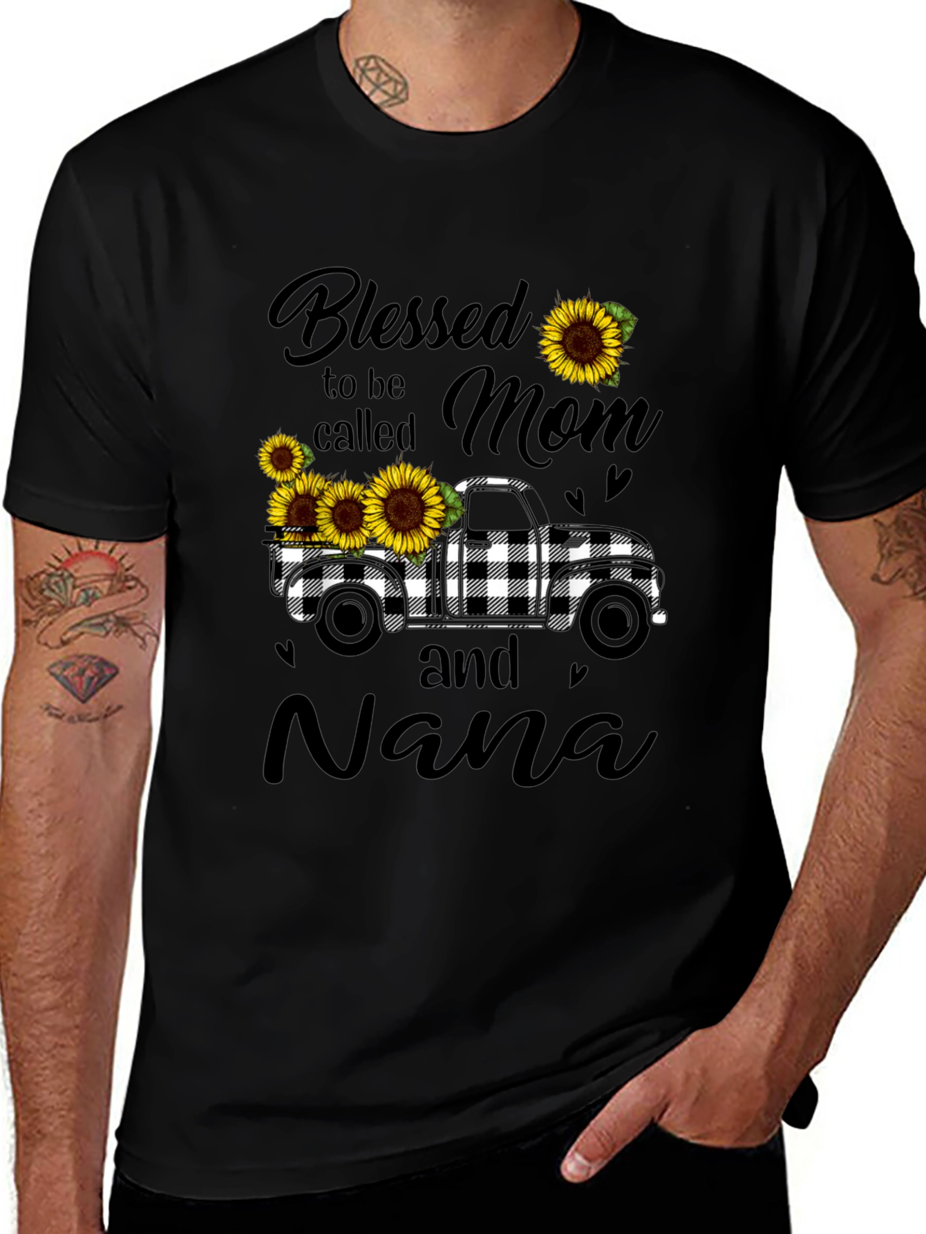 Blessed Mom and Nana Sunflower Truck Graphic Tee