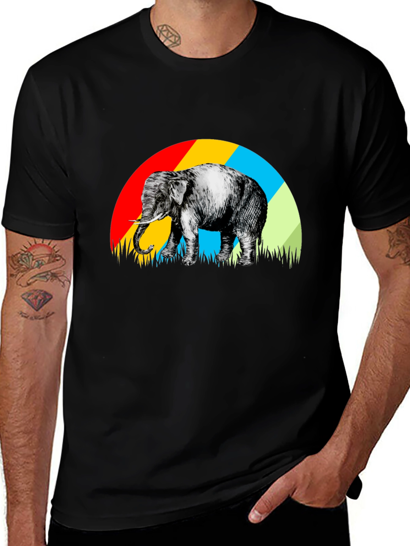 Variant 7 of Elephant Graphic Tee - Men's Black T-Shirt