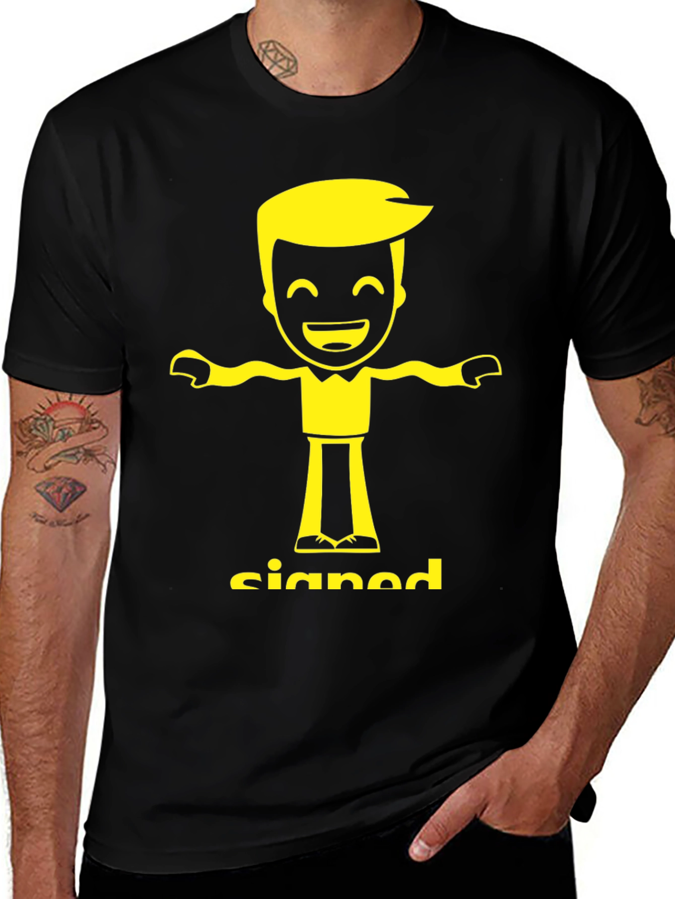 Variant 12 of Signed Cartoon Character T-Shirt - Black