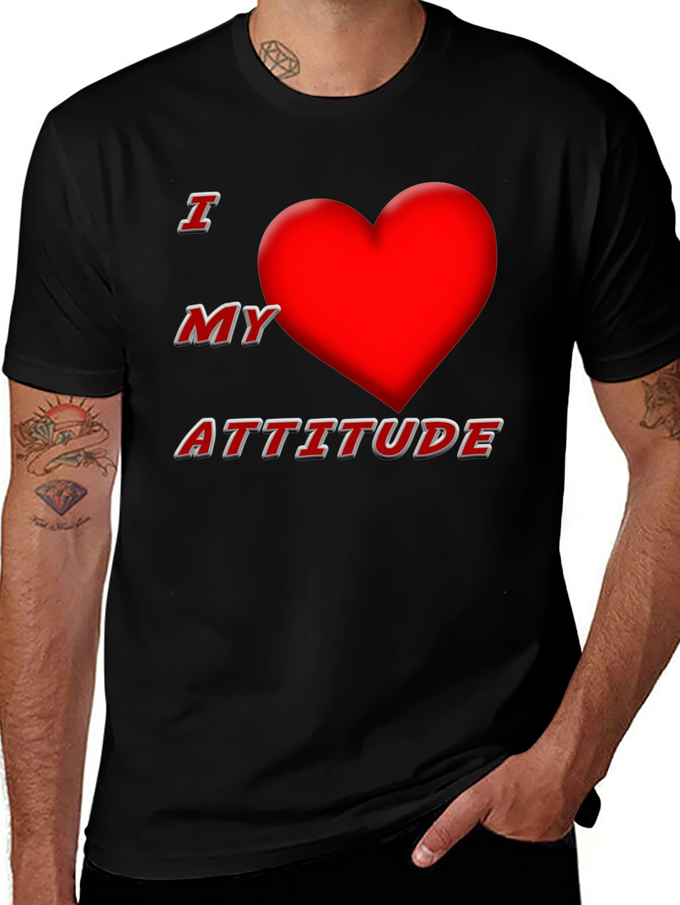 Variant 10 of I Heart My Attitude Black T-Shirt - Men's Fashion Tee