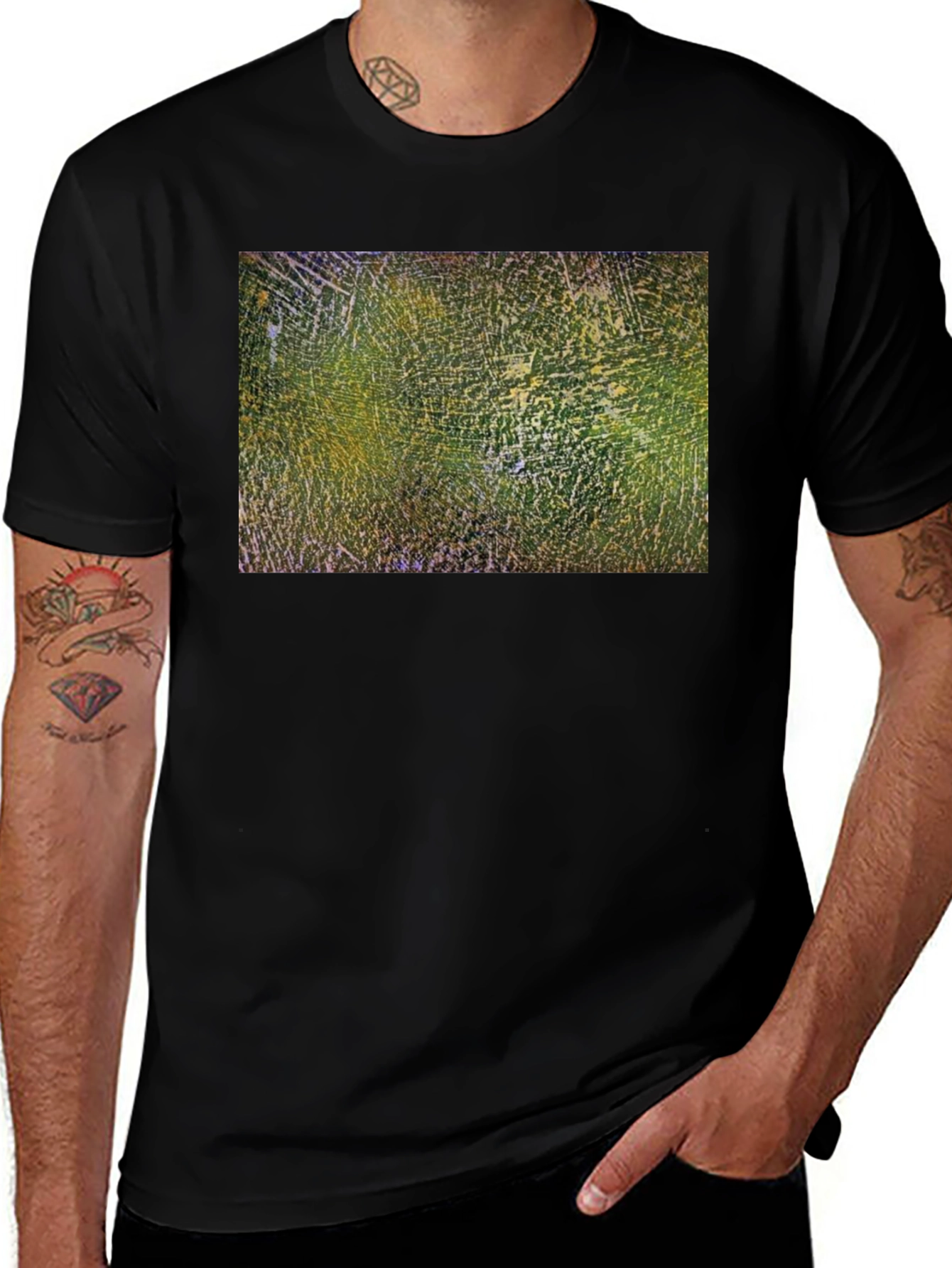 Variant 7 of Abstract Art Graphic Tee - Soft Black Cotton Casual Wear