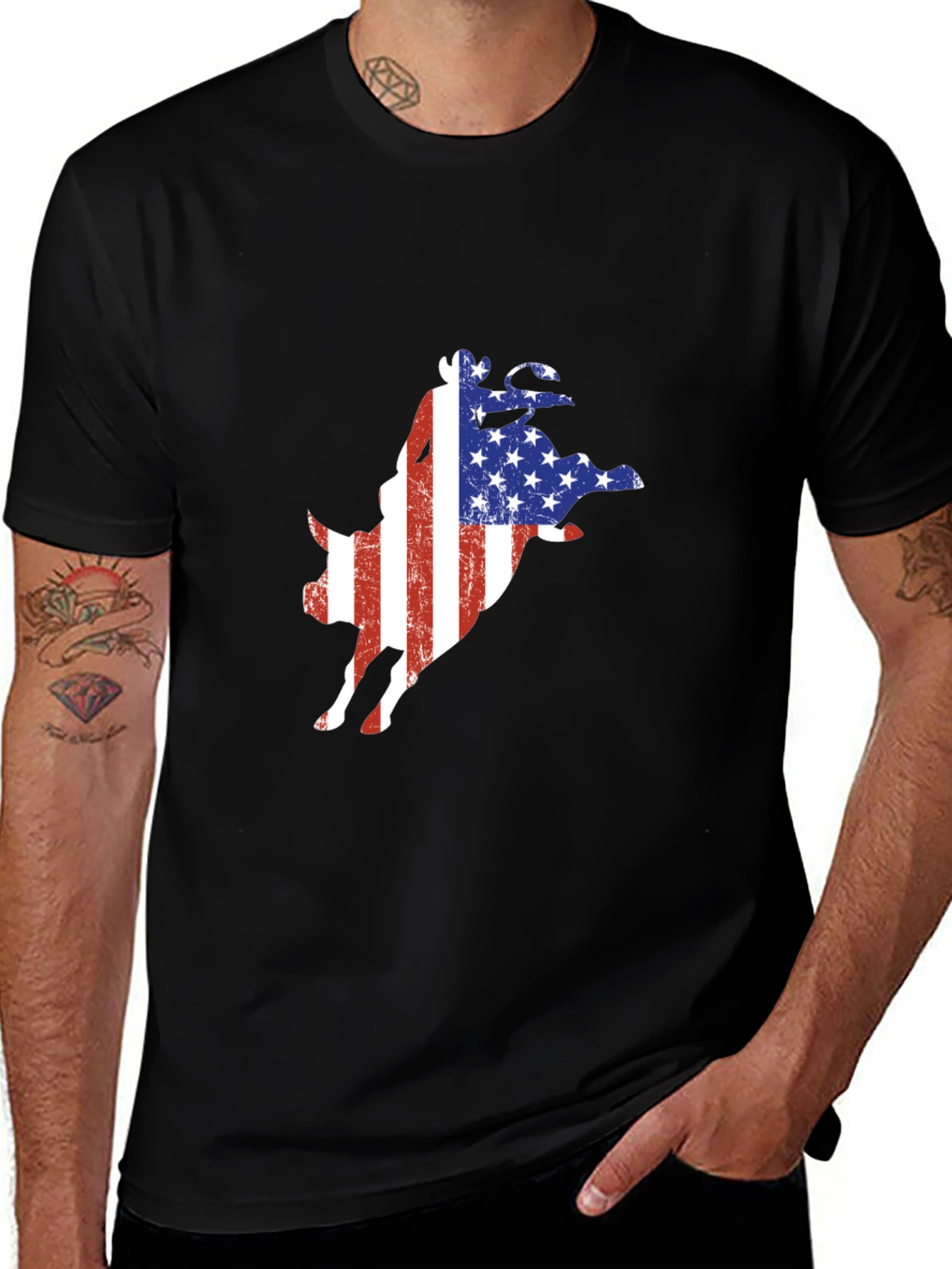 Variant 19 of USA Flag Cow Graphic Tee - Patriotic Farm Animal T-Shirt
