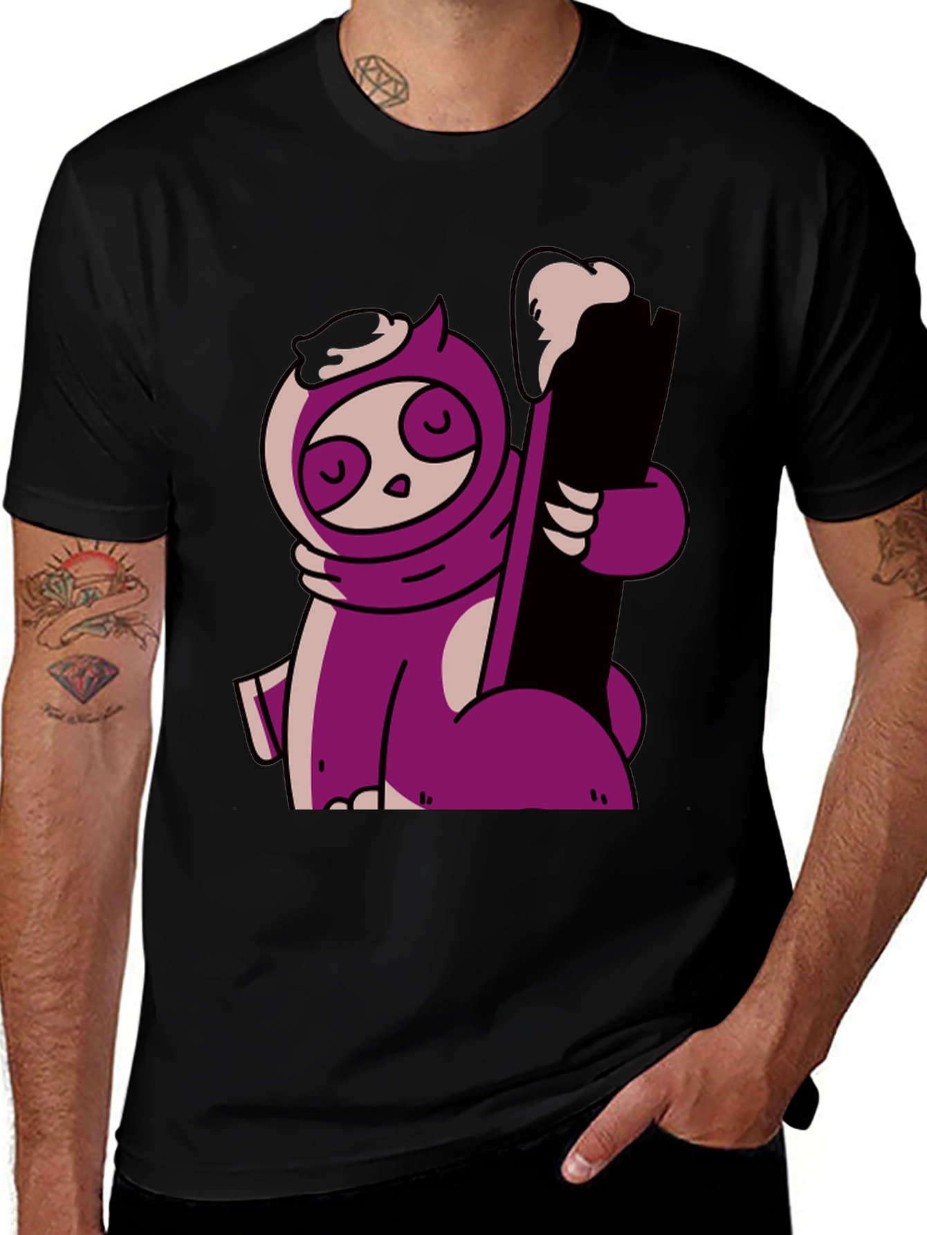 Variant 22 of Purple Sloth Skiing T-Shirt - Funny Cartoon Tee