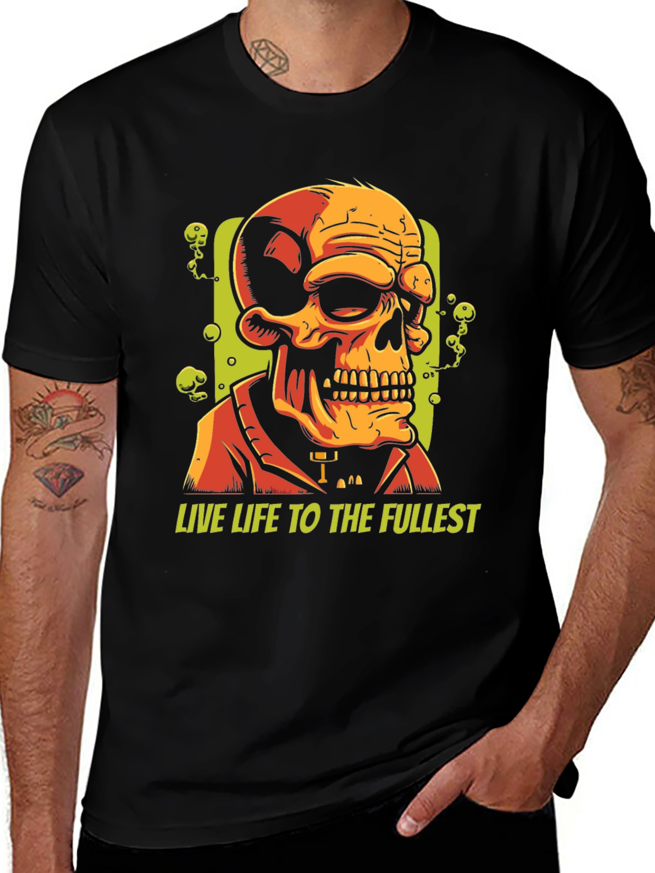 Variant 17 of Live Life To The Fullest Skeleton Graphic T-Shirt