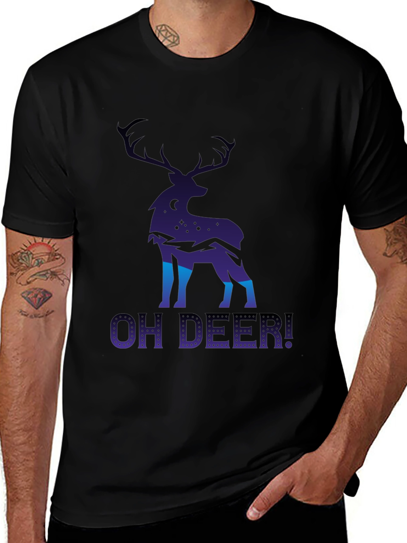 Variant 22 of Oh Deer! Graphic Print Men's Black T-Shirt
