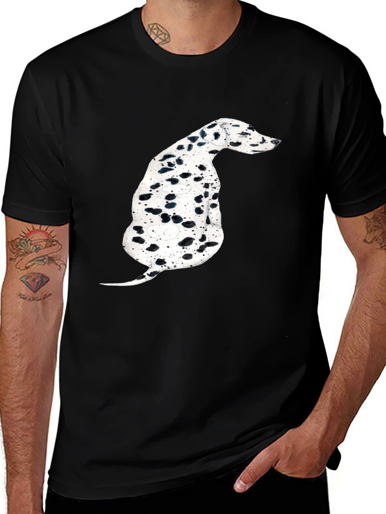 Variant 16 of Dalmatian Dog Print Black T-Shirt
