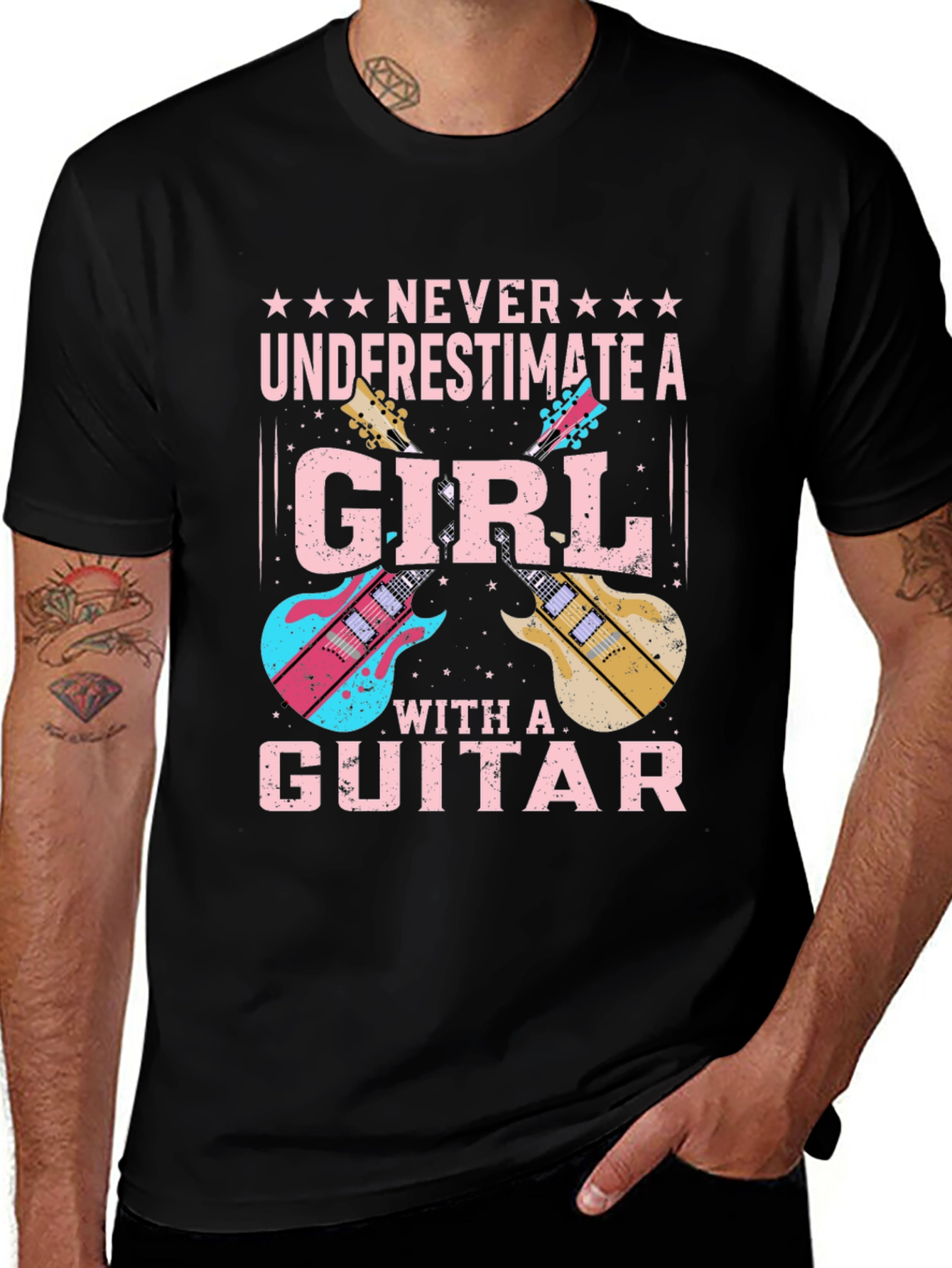 Variant 28 of Girl Guitarist Black T-Shirt