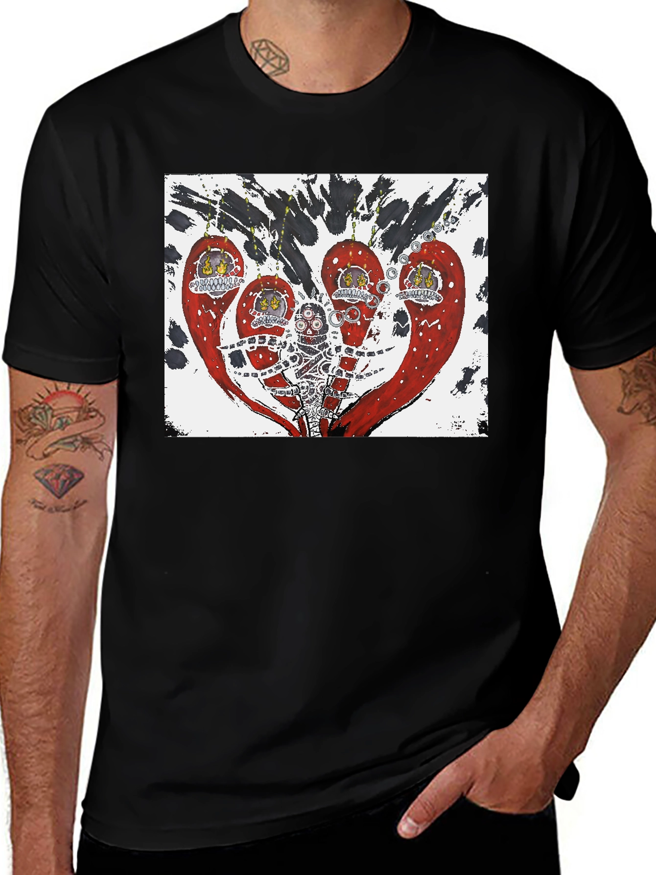 Variant 3 of Edgy Graphic Print Black T-Shirt