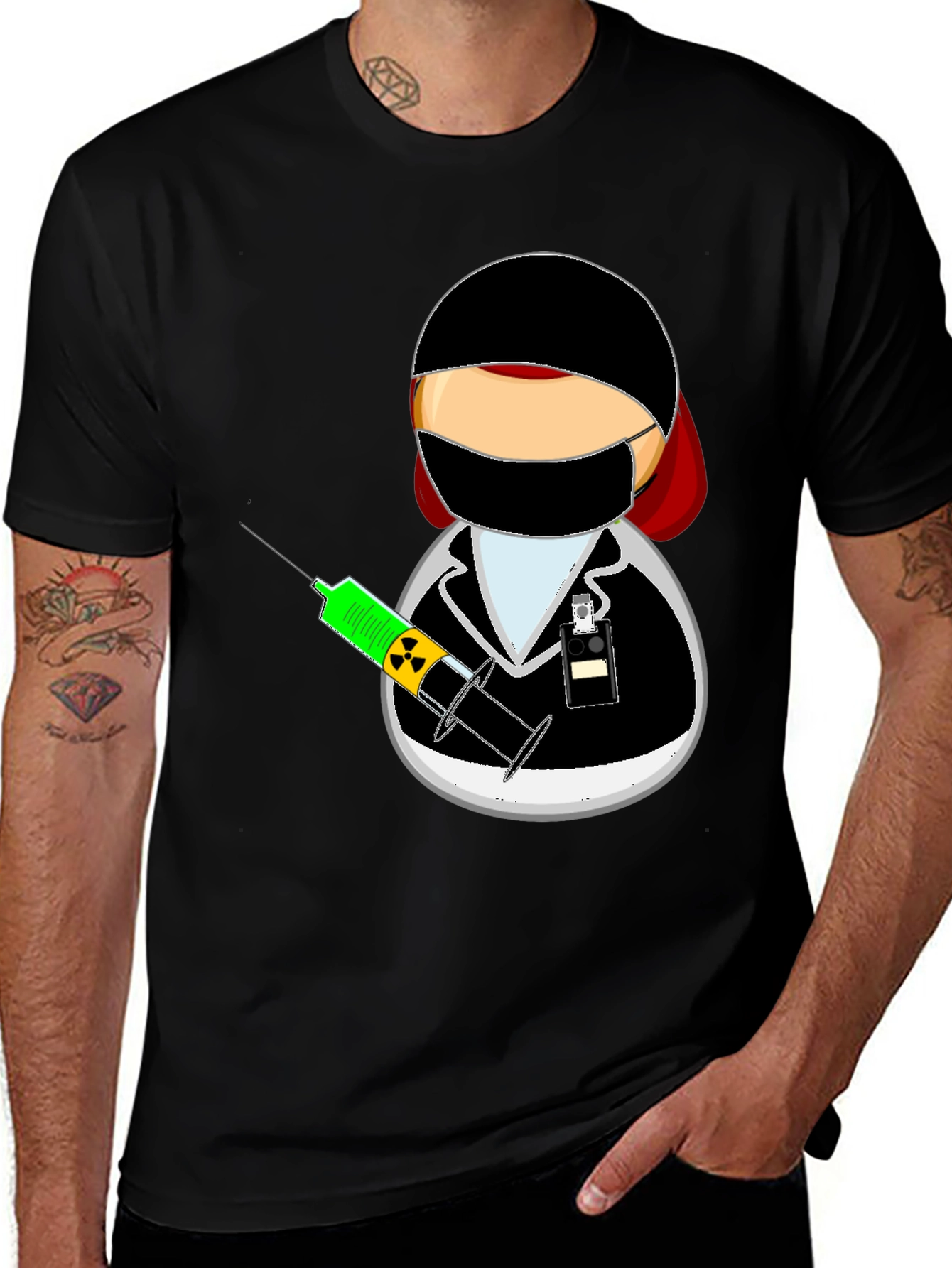 Variant 7 of Doctor Cartoon Black T-Shirt