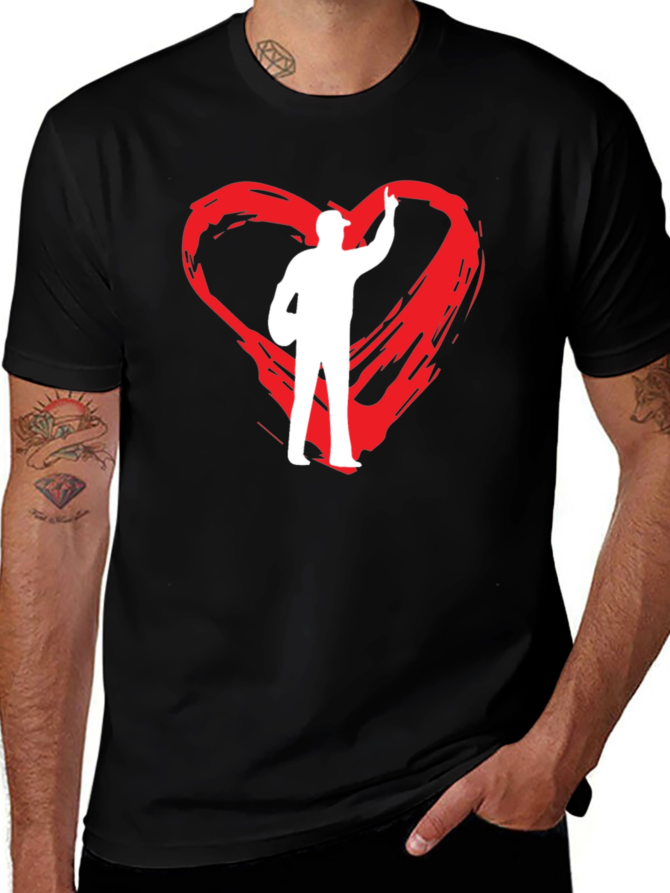 Variant 9 of Heart Painter Tee - Black Graphic T-Shirt