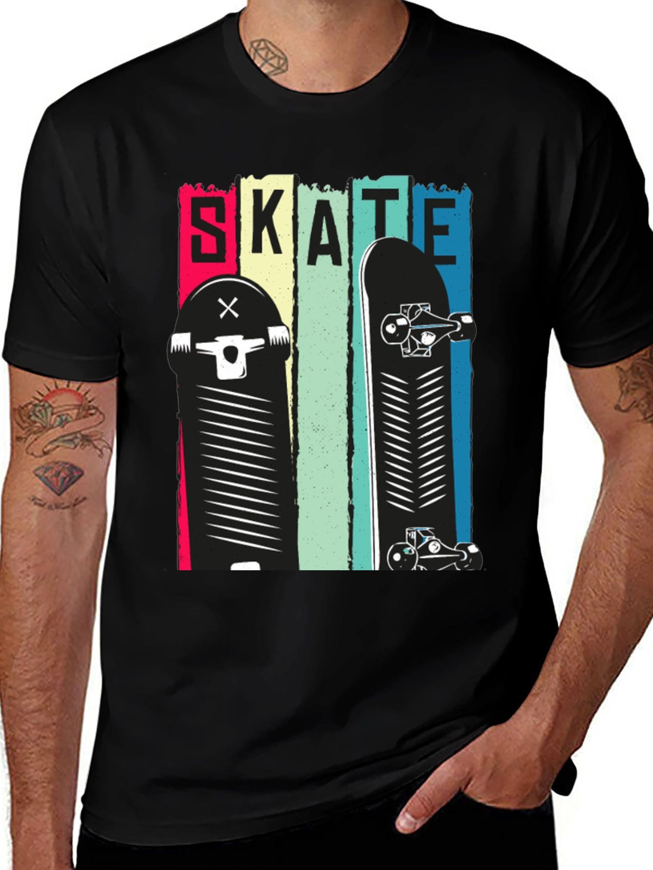 Variant 17 of Skate Design Black T-Shirt