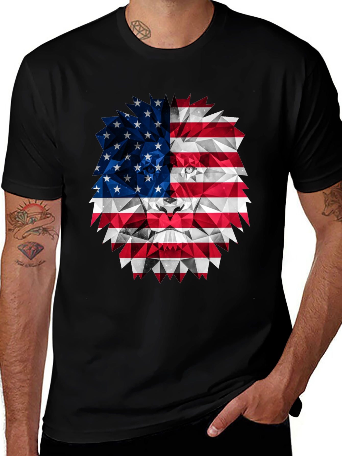 Variant 20 of American Flag Lion Graphic Tee