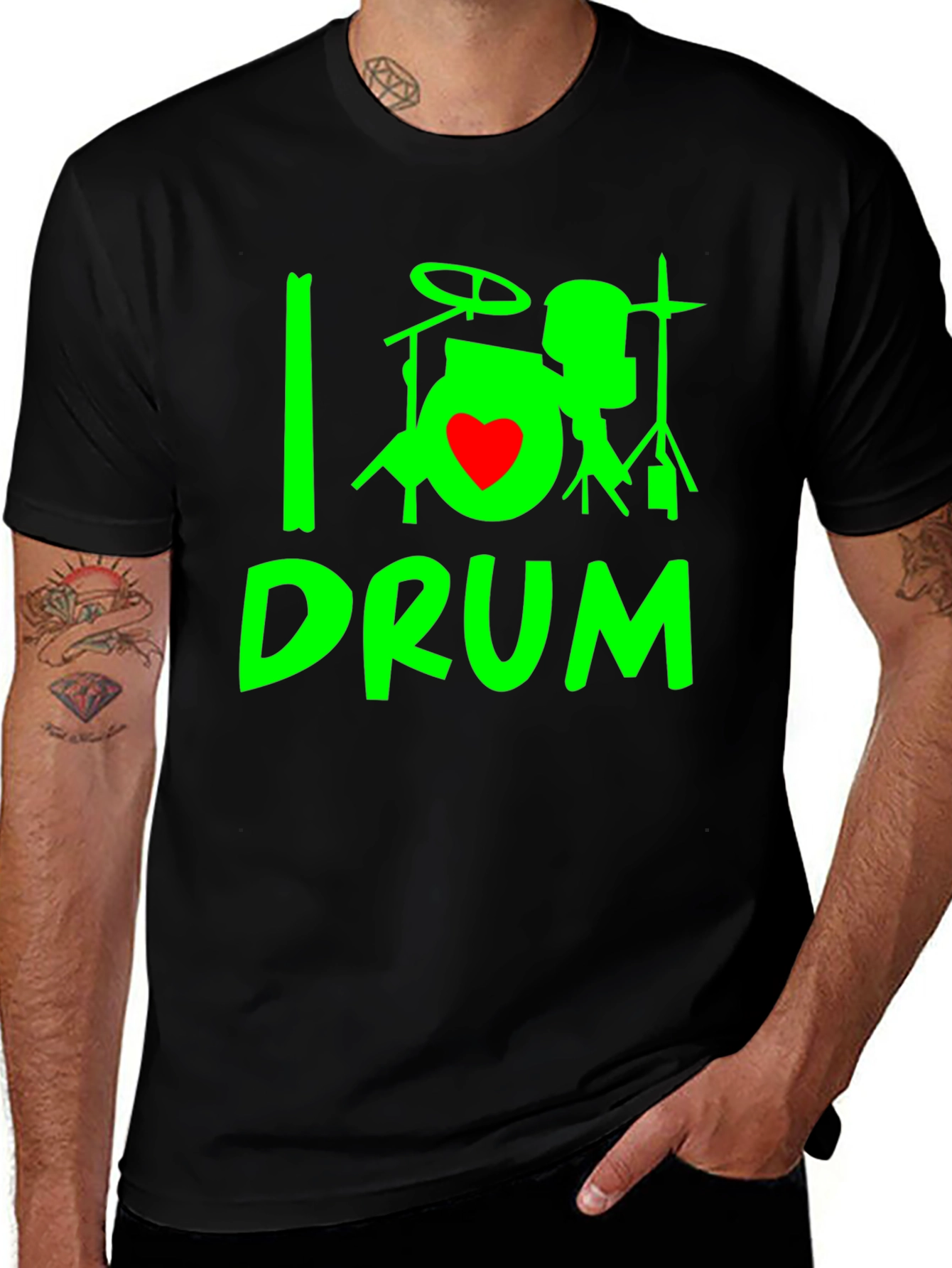 Variant 23 of I Heart Drum T-Shirt - Black