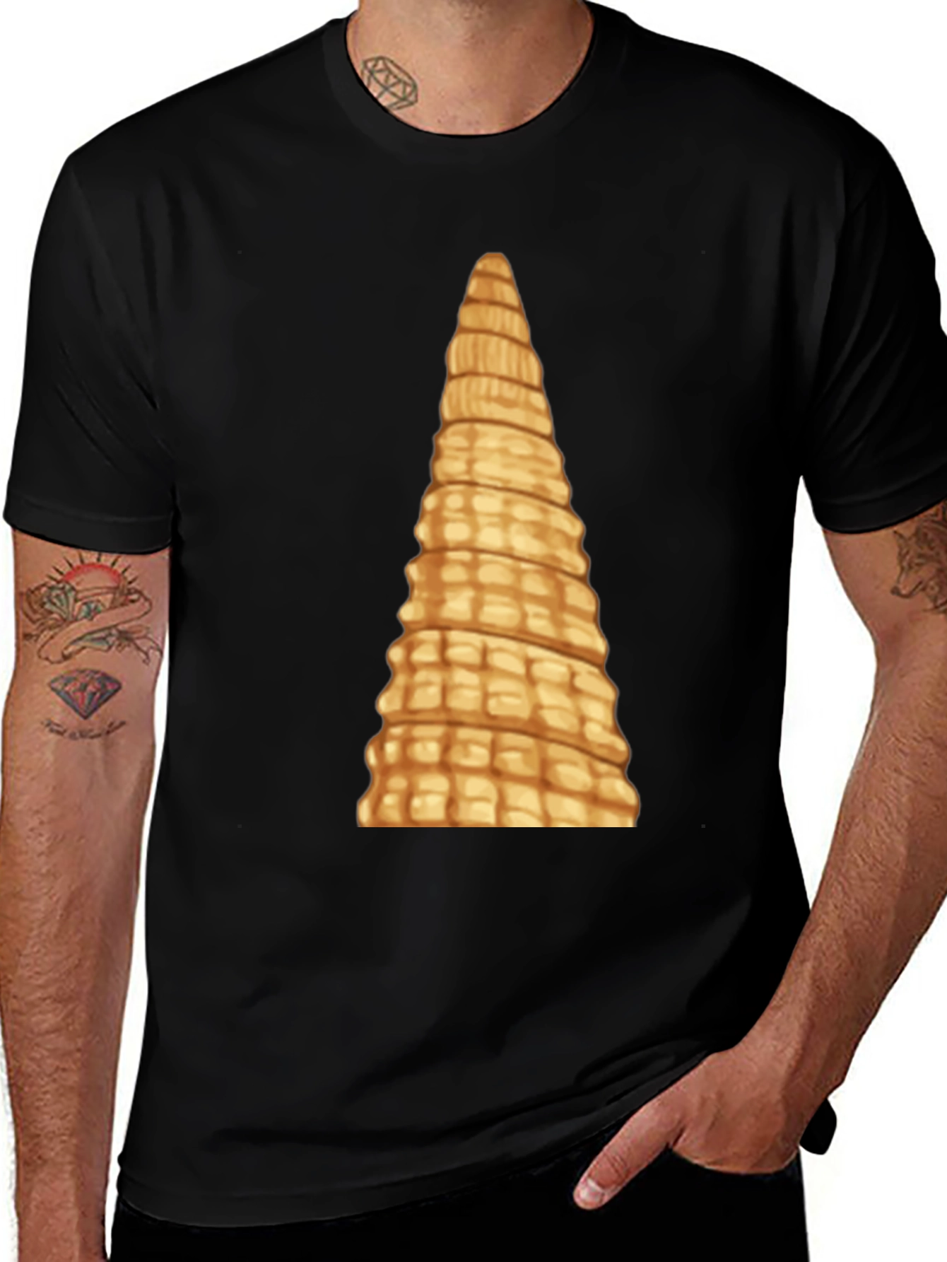 Variant 12 of Waffle Cone Pattern T-Shirt - Novelty Food Tee