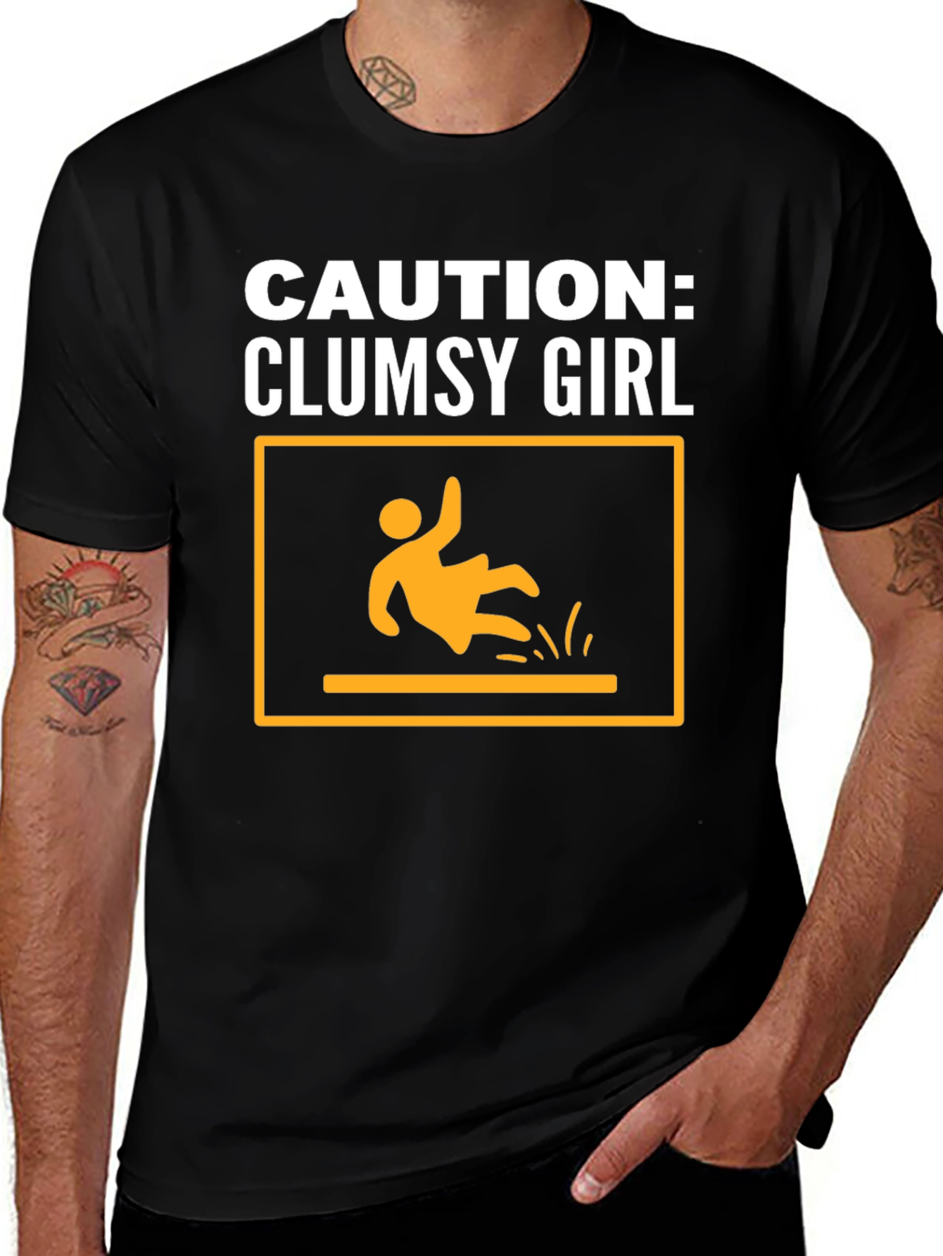Black Caution: Clumsy Girl Graphic Tee - Unisex main image