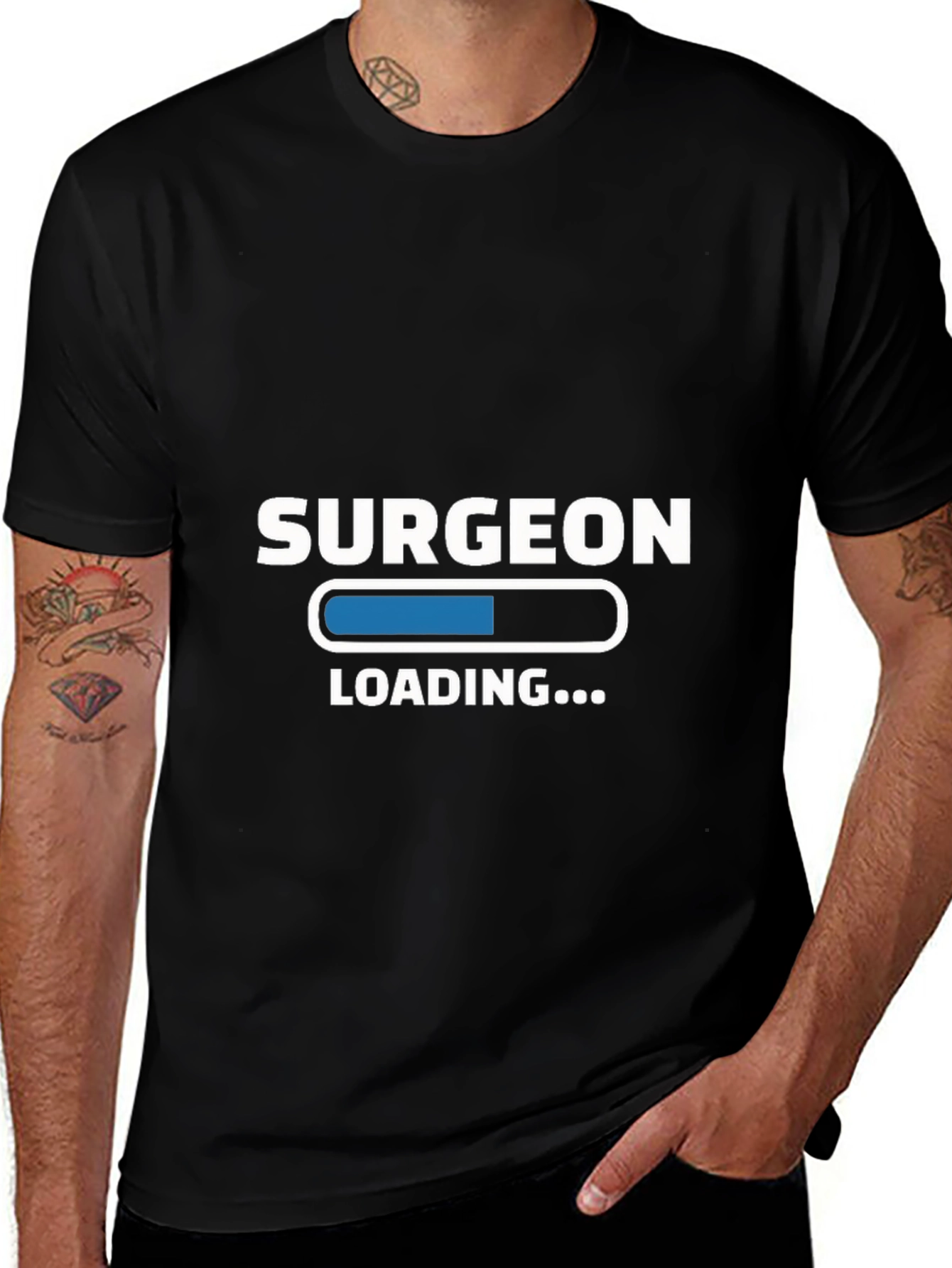 Variant 21 of Surgeon Loading Funny Black T-Shirt
