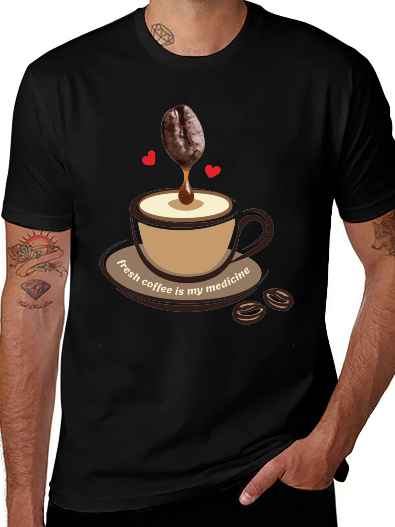 Variant 7 of Coffee Lover's Tee: Fresh Coffee is My Medicine