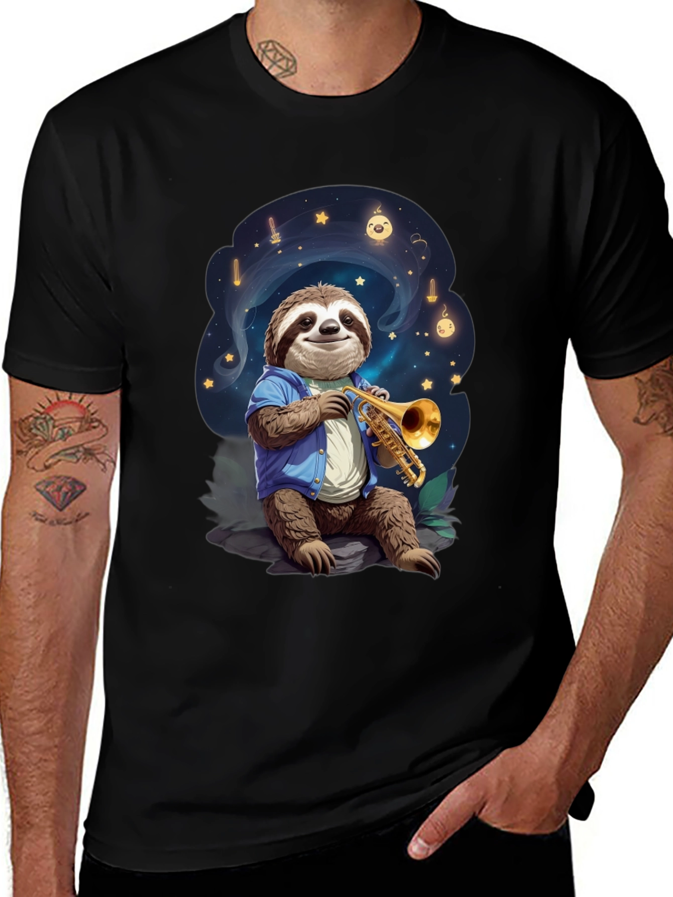 Variant 8 of Sloth Musician Graphic Tee