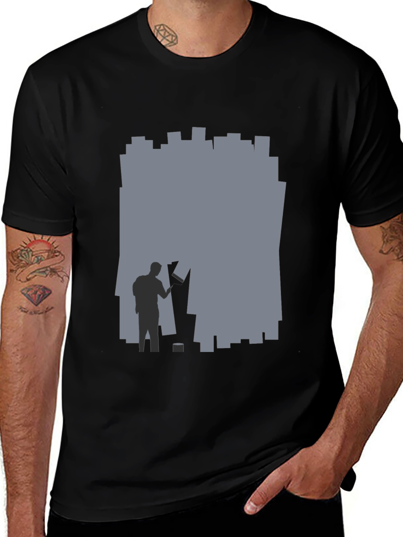 Variant 28 of Abstract Cityscape Graphic Tee - Black