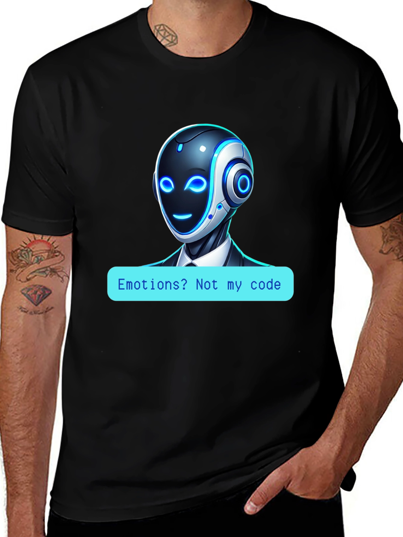 Variant 21 of Robot Code T-Shirt - No Emotions!