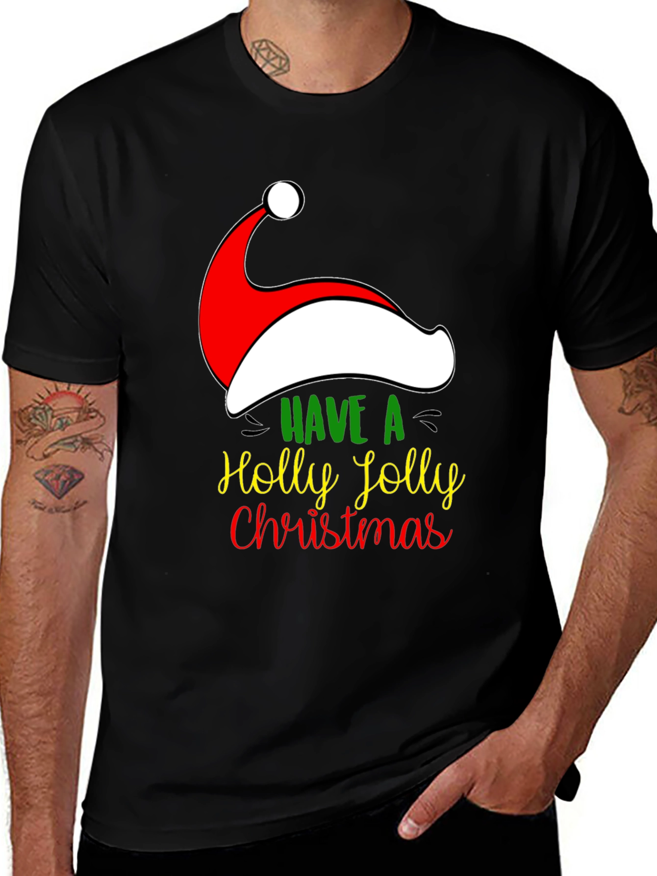 Variant 16 of Holly Jolly Christmas Santa Hat Graphic Tee