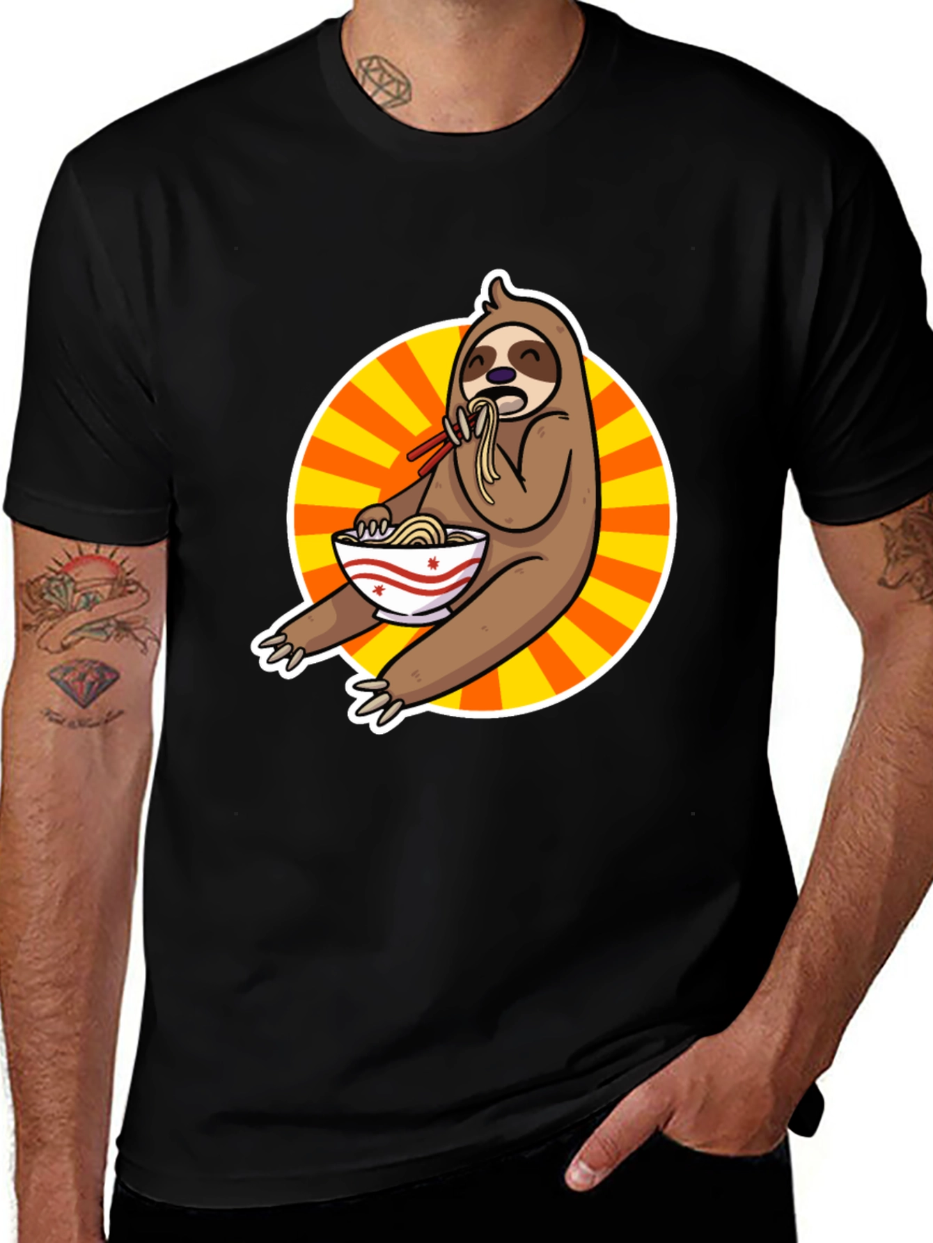 Variant 28 of Sloth Ramen T-Shirt - Funny Cartoon Design
