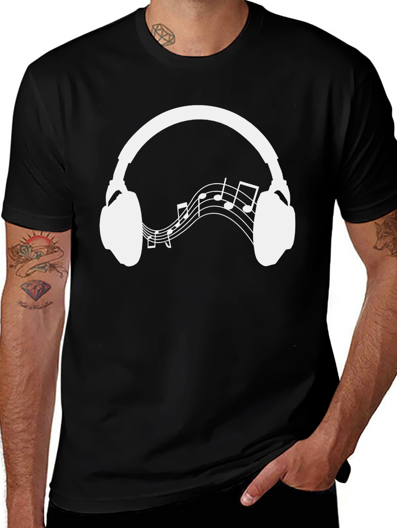 Variant 19 of Headphones & Music Notes Graphic T-Shirt