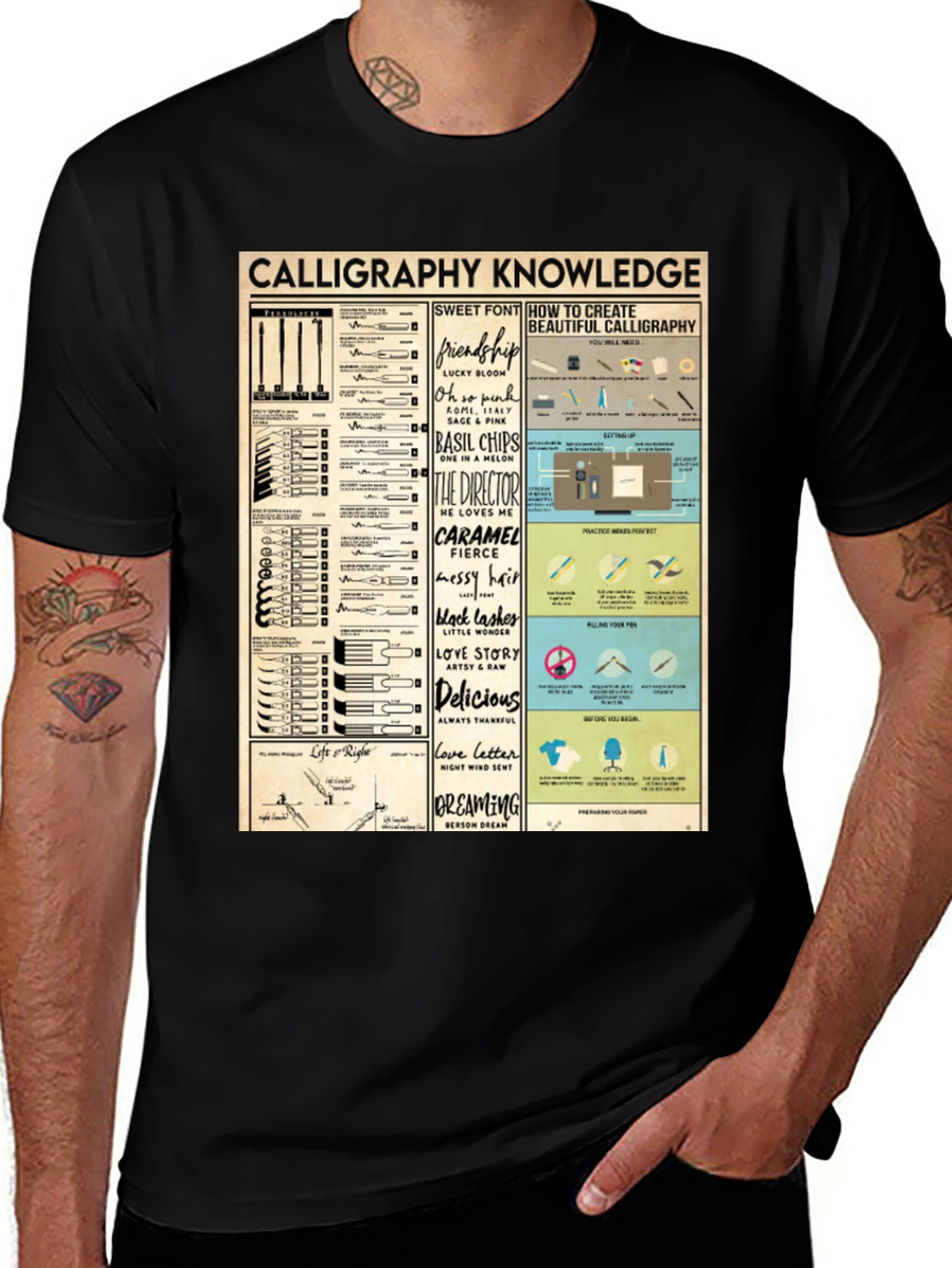 Variant 4 of Calligraphy Knowledge Graphic T-Shirt