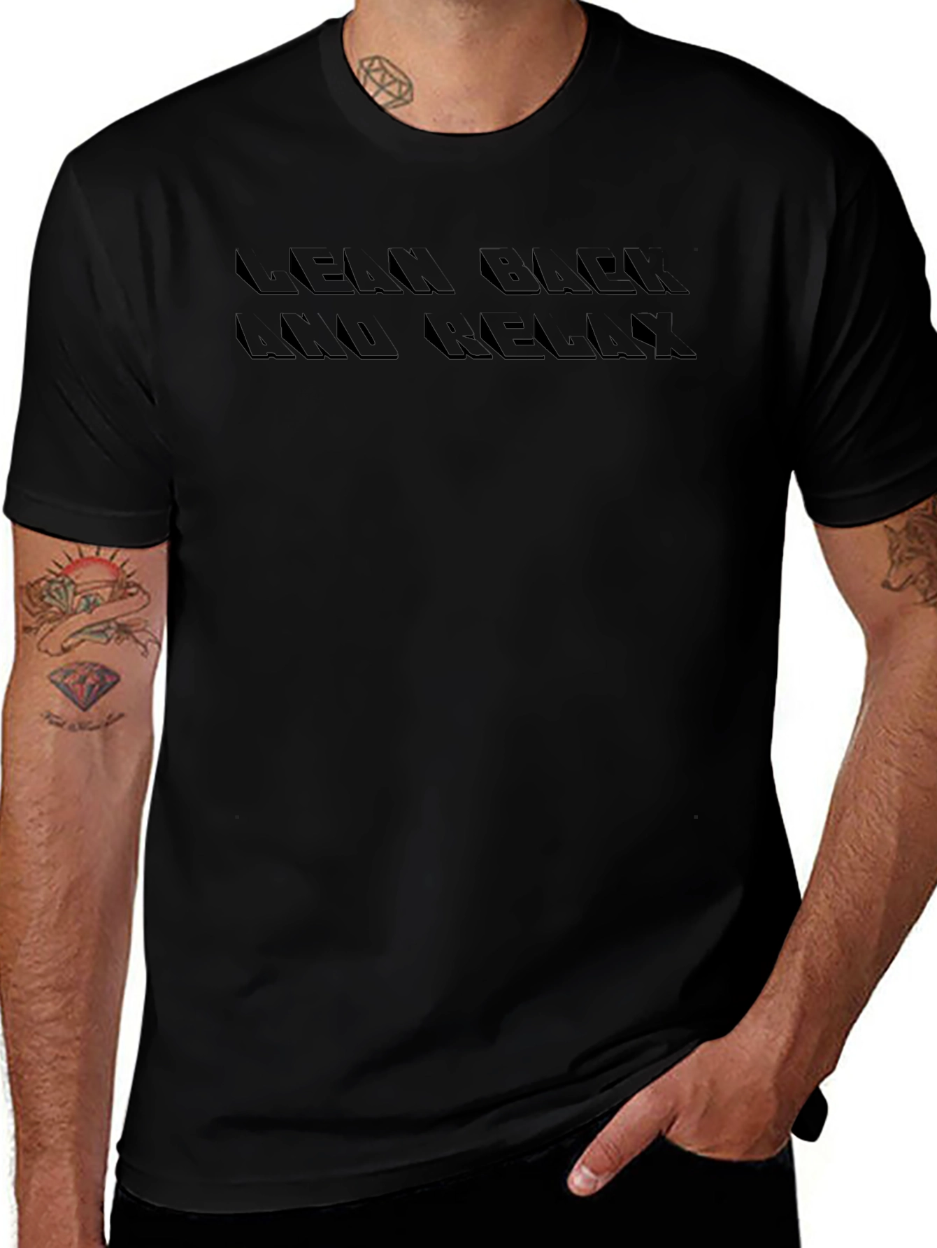 Lean Back and Relax Black Graphic Tee