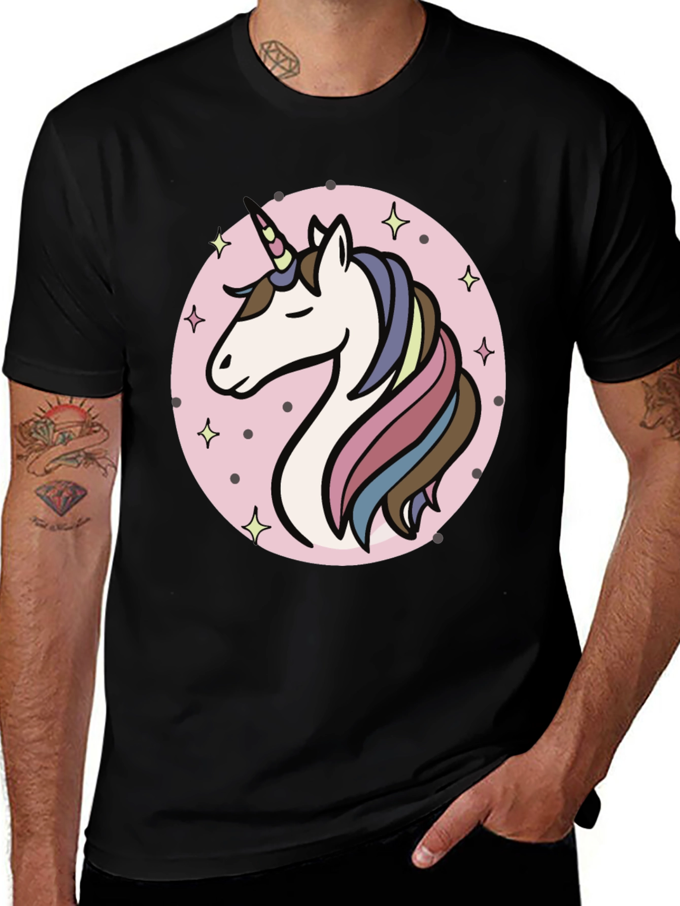 Variant 21 of Unicorn Graphic Black T-Shirt for Men